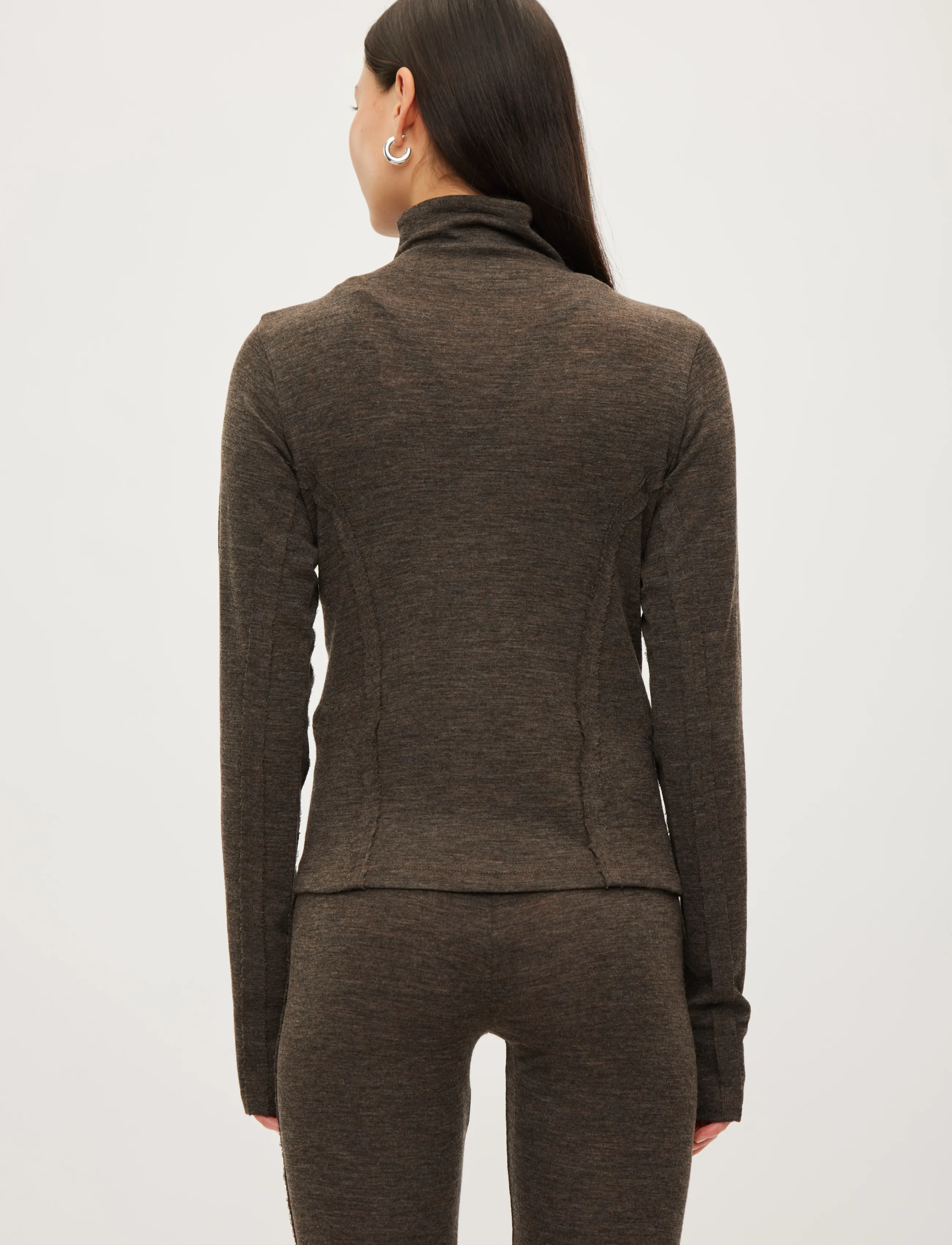 Rethinkit Studios - Merino Wool Half Zip Haze - oberteile - dark brown melange - 4