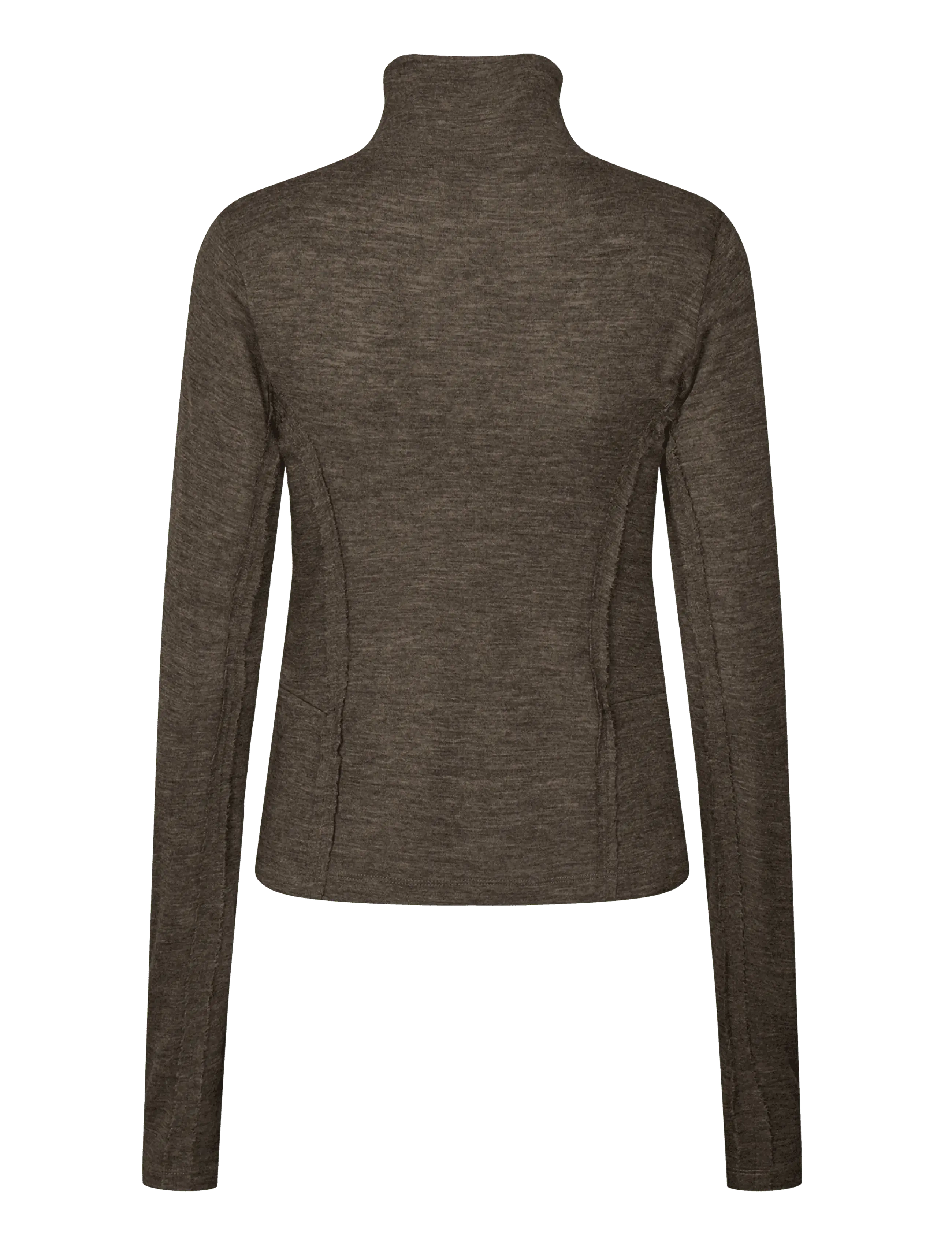 Rethinkit Studios - Merino Wool Half Zip Haze - tops - dark brown melange - 1