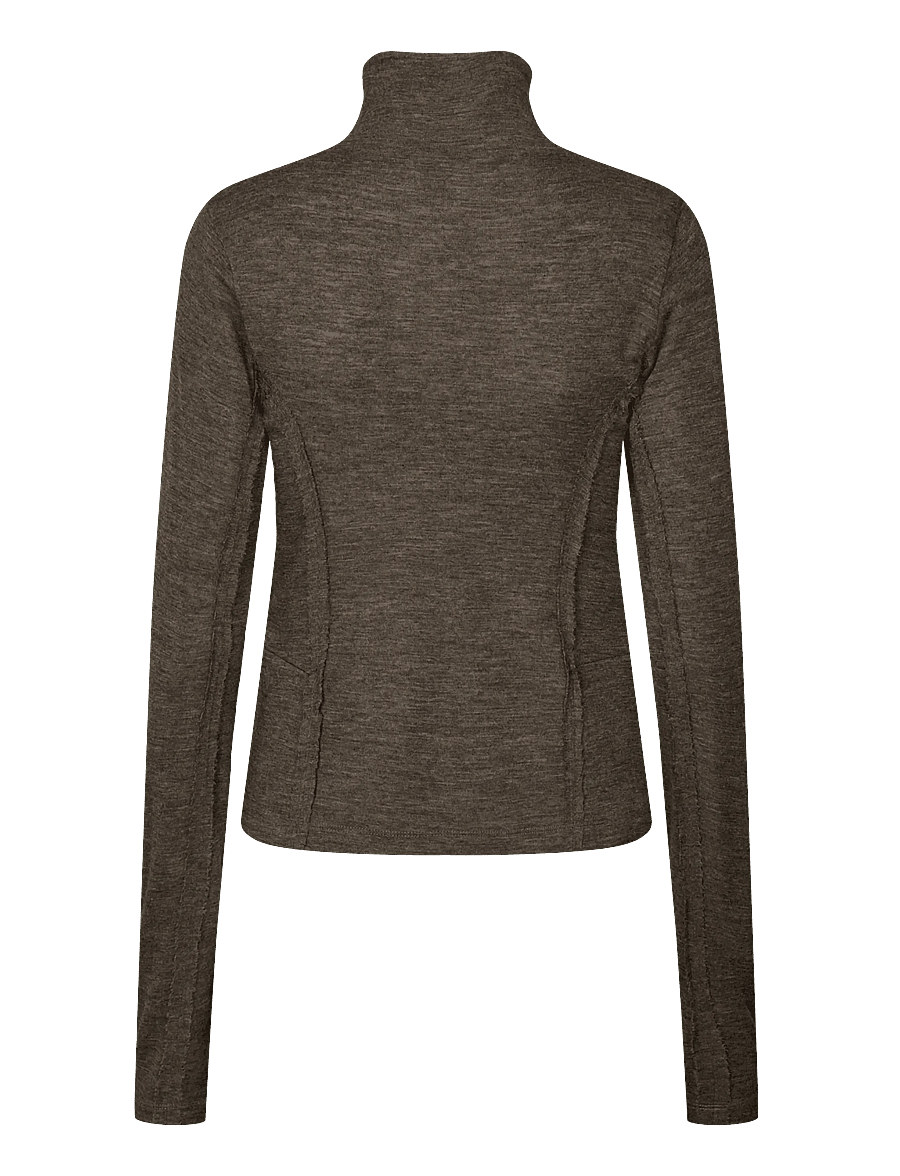 Rethinkit Studios - Merino Wool Half Zip Haze - oberteile - dark brown melange - 1