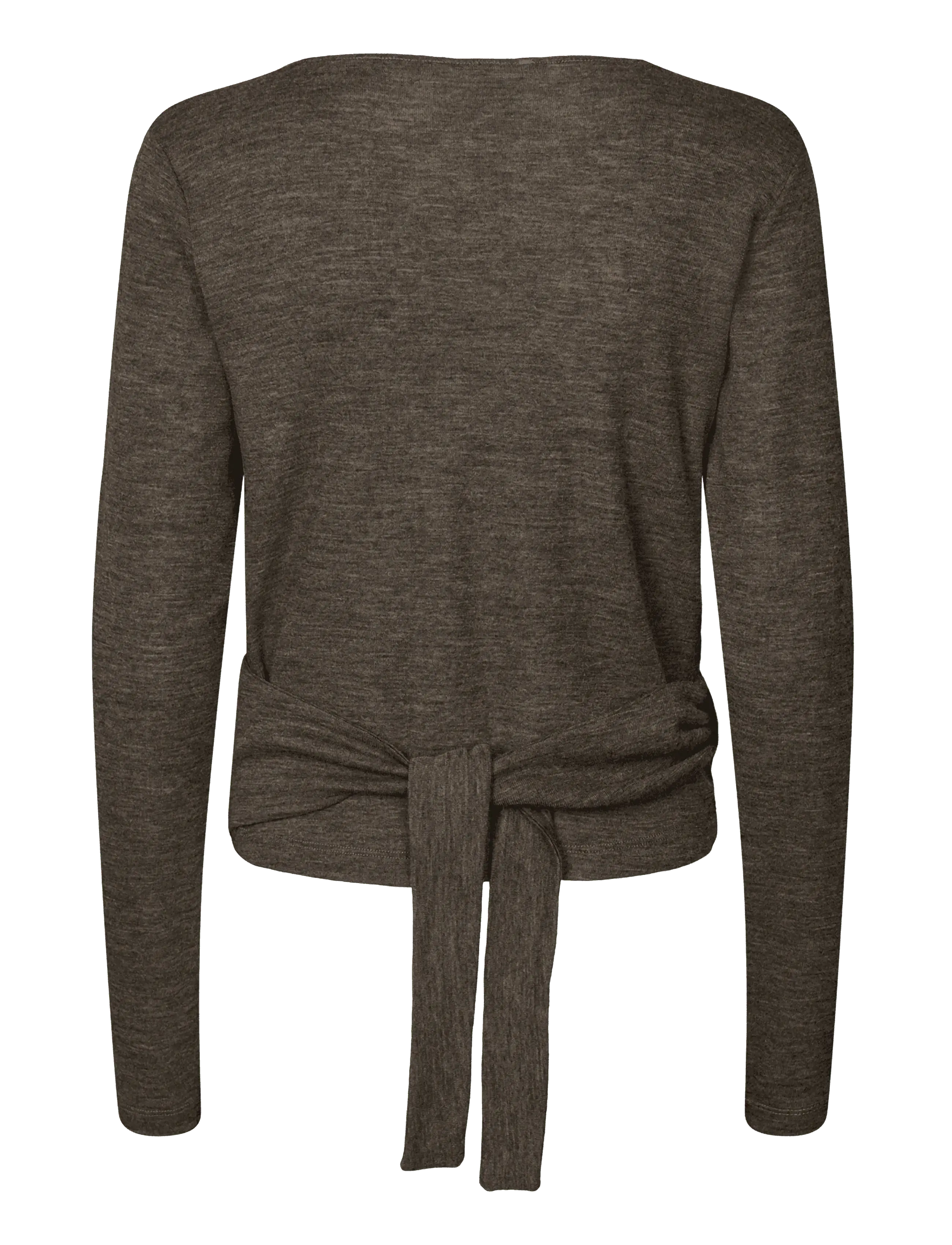 Rethinkit Studios - Merino Wool Wrap Cardigan Haze - longsleeved tops - dark brown melange - 2