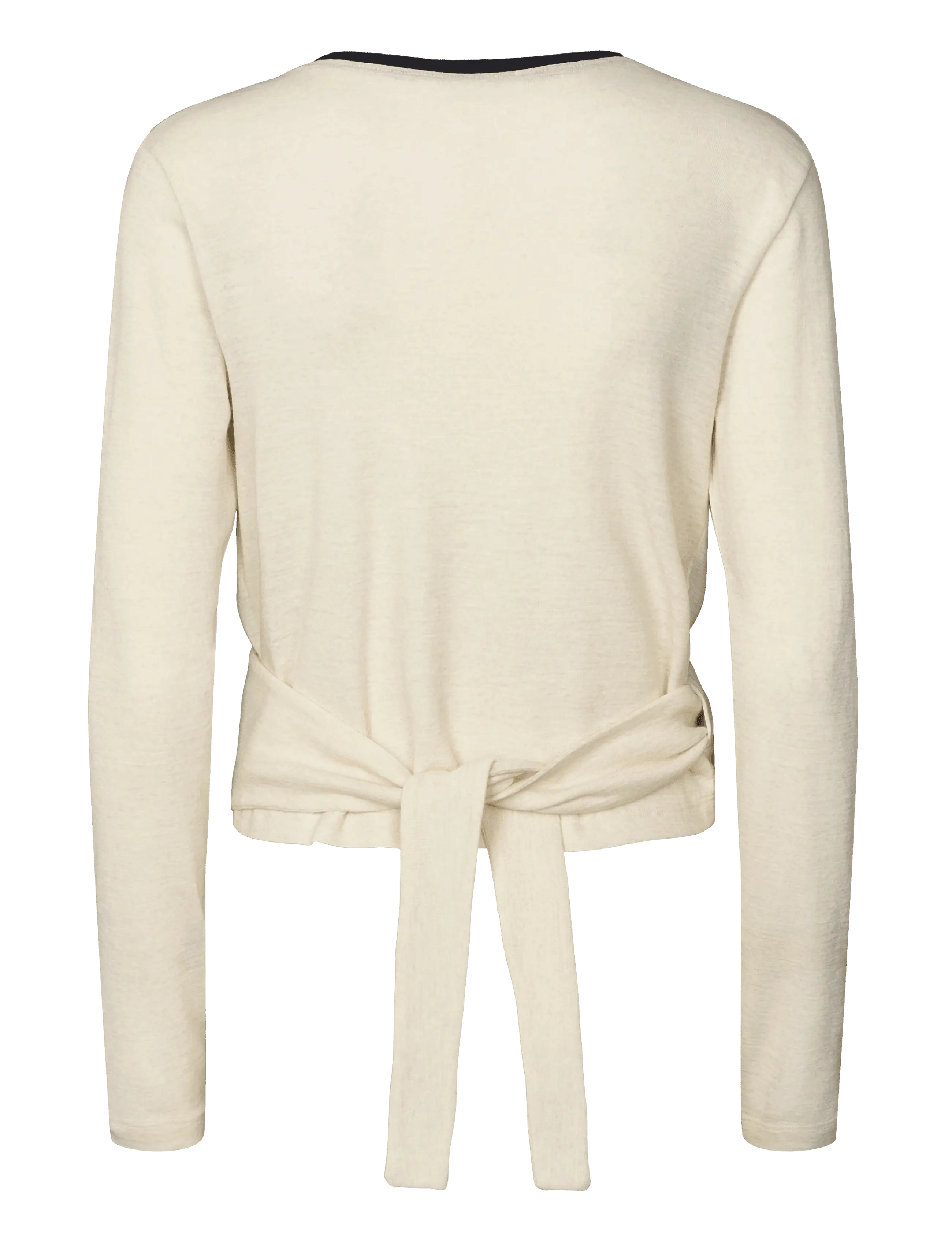Rethinkit Studios - Merino Wool Wrap Cardigan Haze - långärmade tröjor - eggshell melange - 2