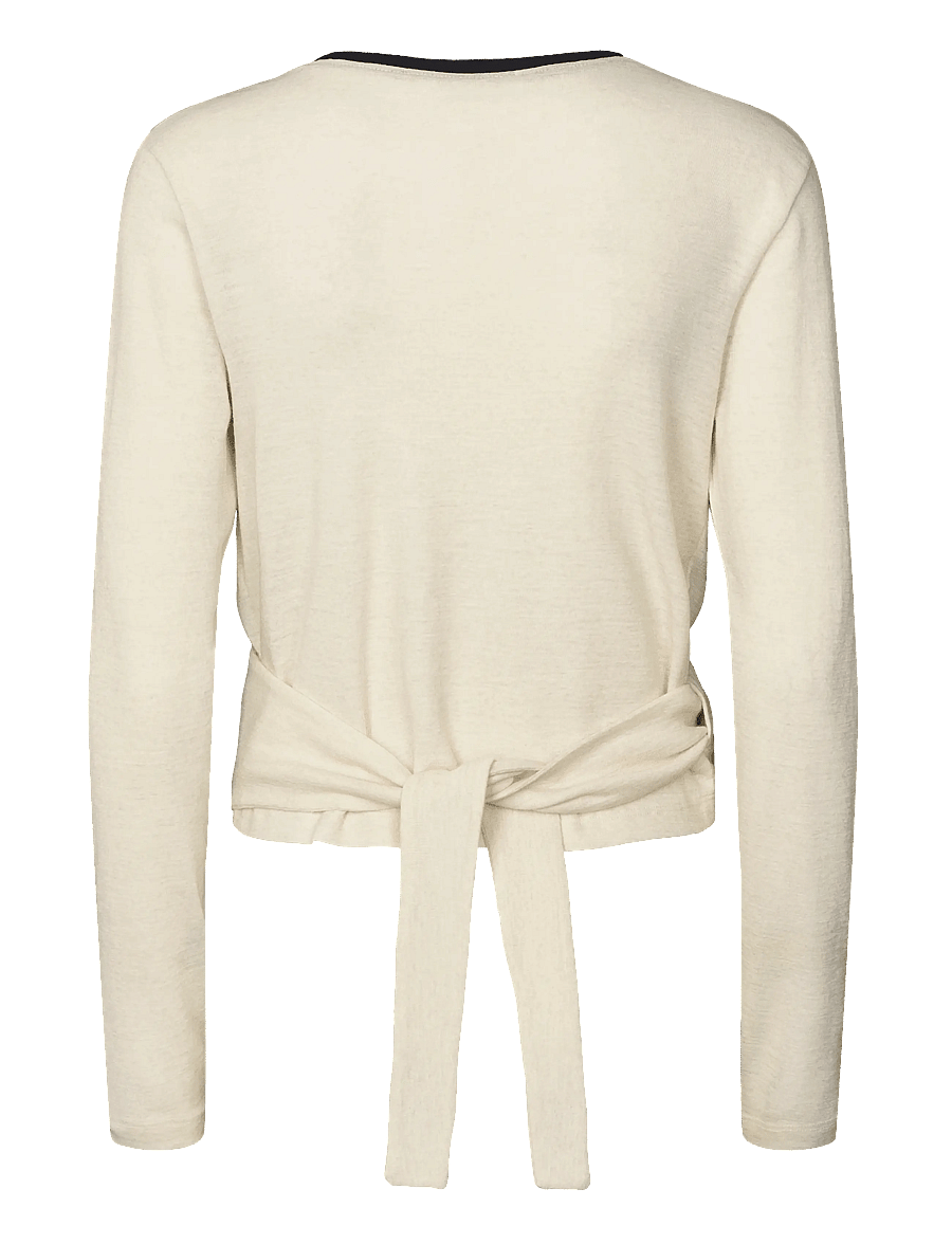 Rethinkit Studios - Merino Wool Wrap Cardigan Haze - långärmade tröjor - eggshell melange - 2