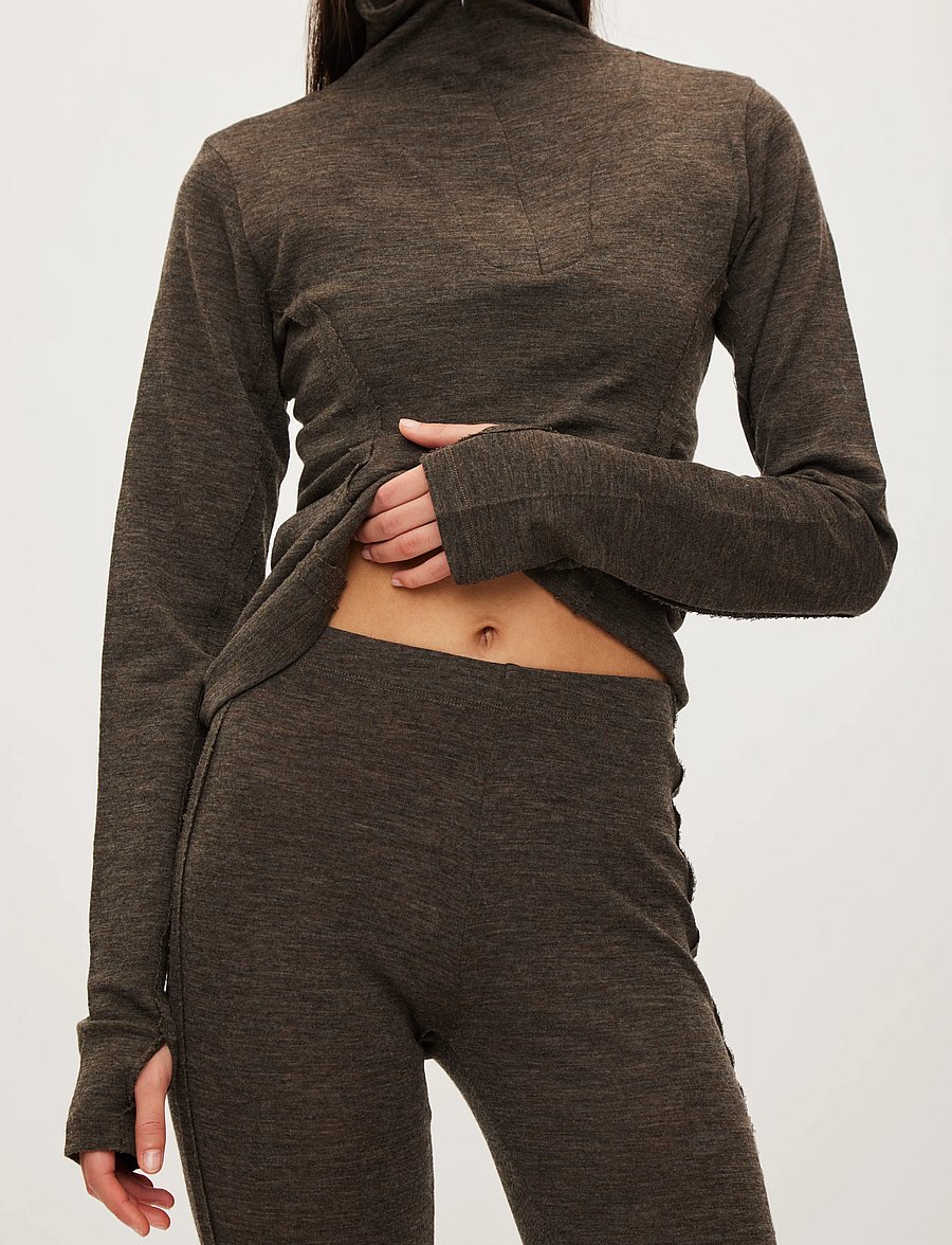 Rethinkit Studios - Merino Wool Leggings Haze - dark brown melange - 0