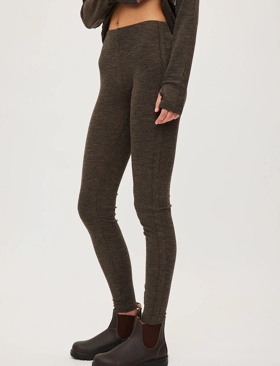 Rethinkit Studios - Merino Wool Leggings Haze - dark brown melange - 5