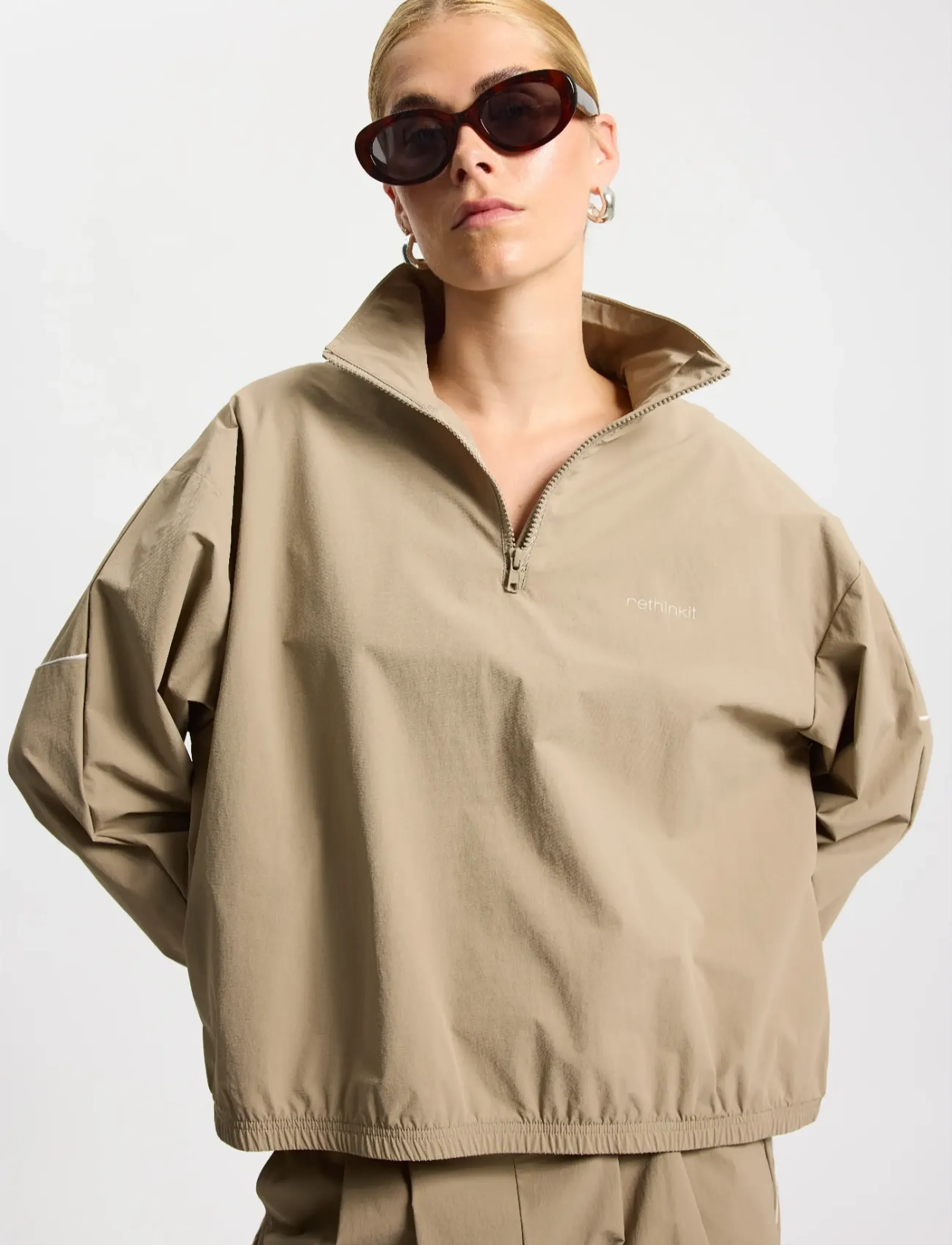Rethinkit Studios Track Jacket Drift, L, Beige, Sport Jackets > Sport Casual Jackets, Dame