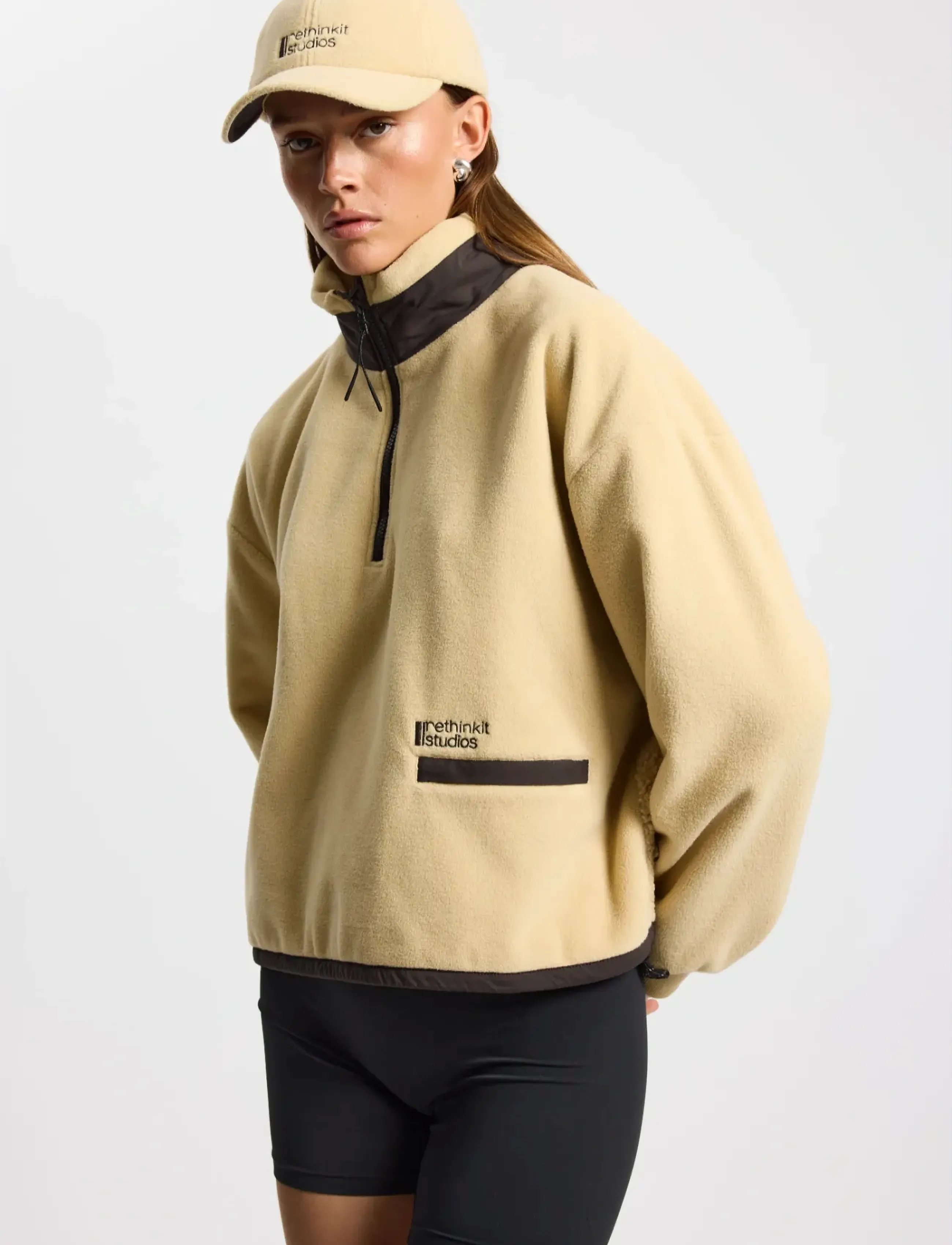 Rethinkit Studios - Fleece Half Zip Terra - toppar - sandshell - 4