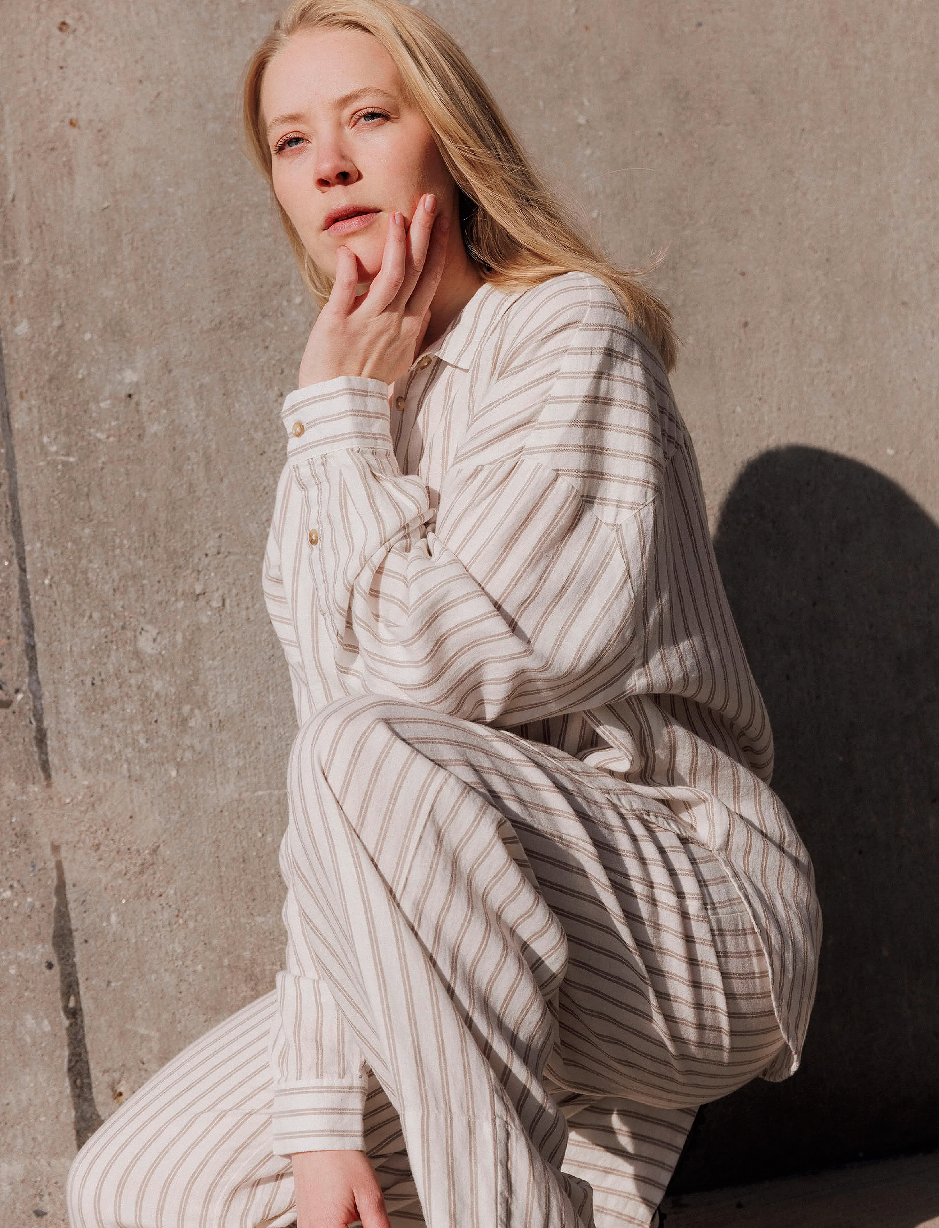 Rethinkit Studios - Striped Shirt PJ - topy sportowe - warm grey stripe - 2