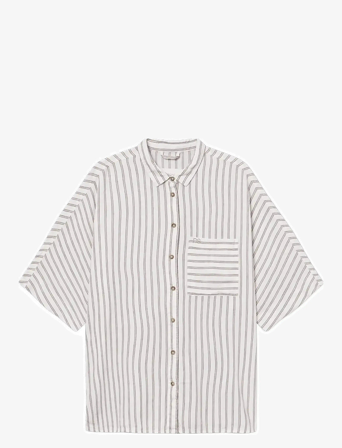 Rethinkit Studios - Striped Shortsleeved shirt PJ - särgid - warm grey stripe - 0