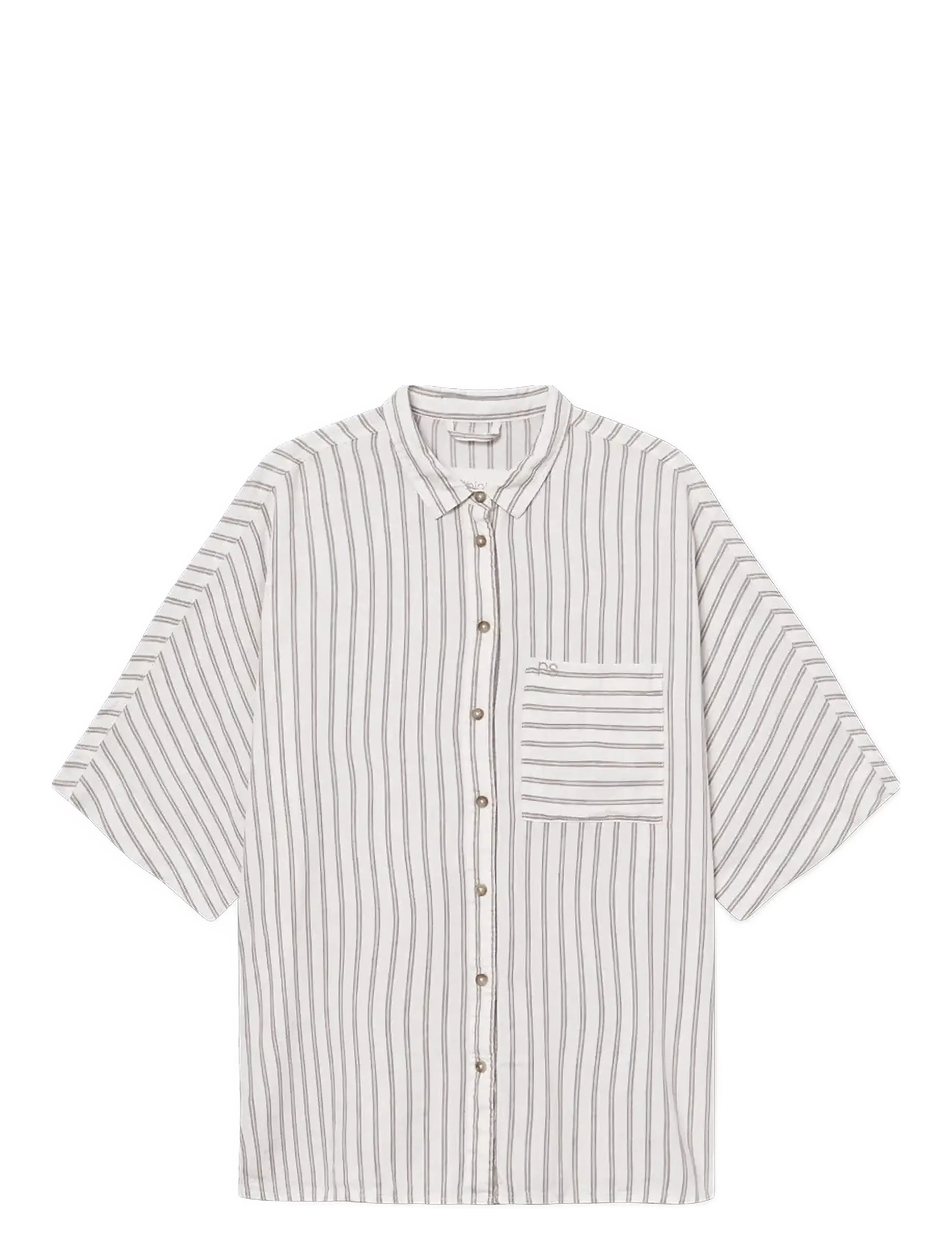 Rethinkit Studios - Striped Shortsleeved shirt PJ - skjorter - warm grey stripe - 0