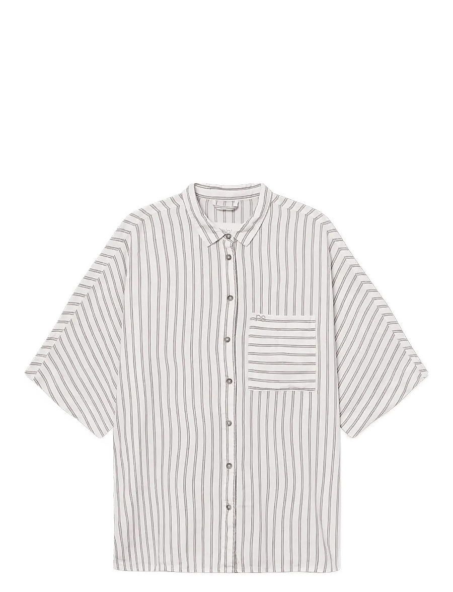 Rethinkit Studios - Striped Shortsleeved shirt PJ - särgid - warm grey stripe - 0