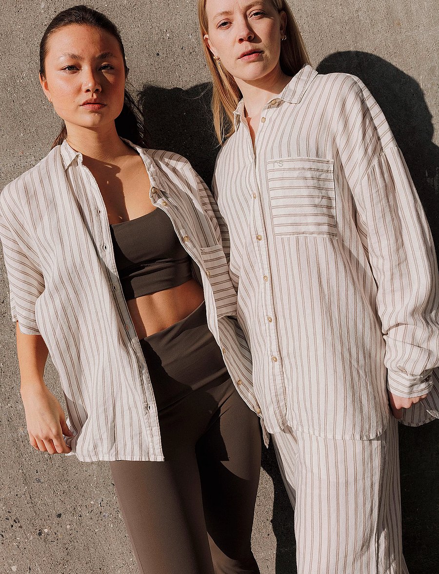 Rethinkit Studios - Striped Shortsleeved shirt PJ - särgid - warm grey stripe - 3