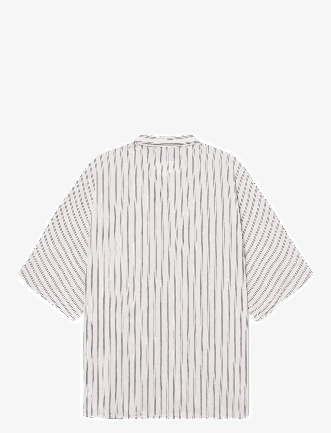 Rethinkit Studios - Striped Shortsleeved shirt PJ - särgid - warm grey stripe - 1