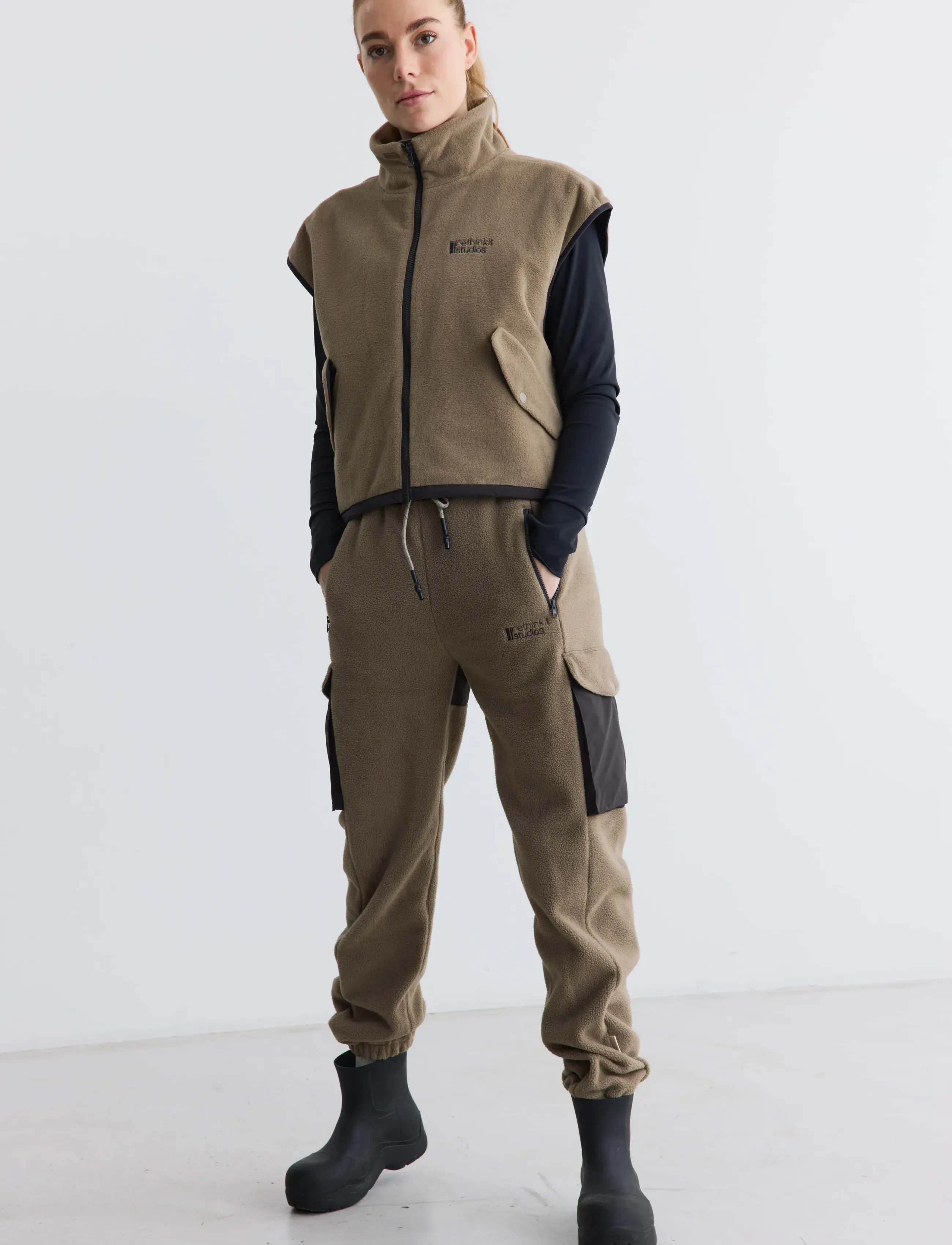 Rethinkit Studios Polar Fleece Pants Campfire, Regular - Träningsbyxor - MULTI BROWN / beige