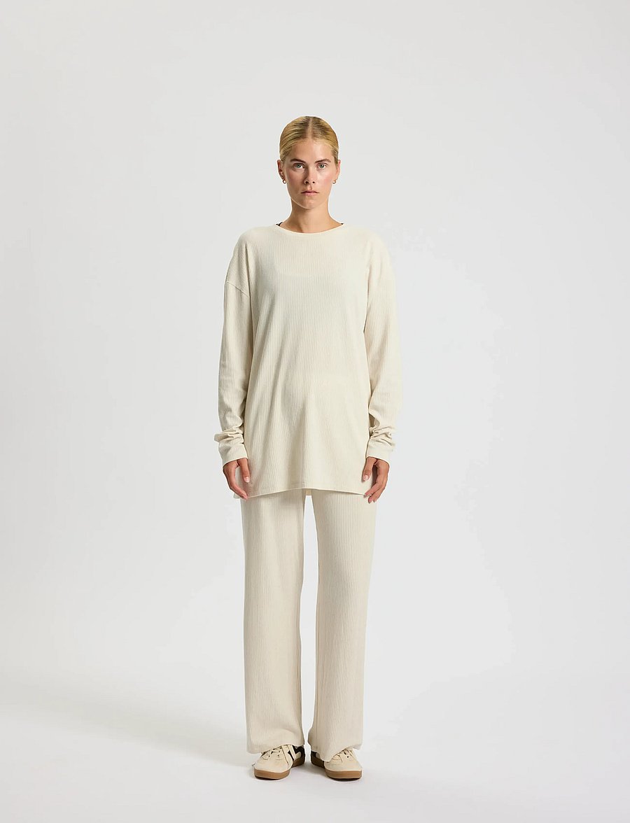 Rethinkit Studios - Wide Rib Pants Merci - soft beige melange - 0