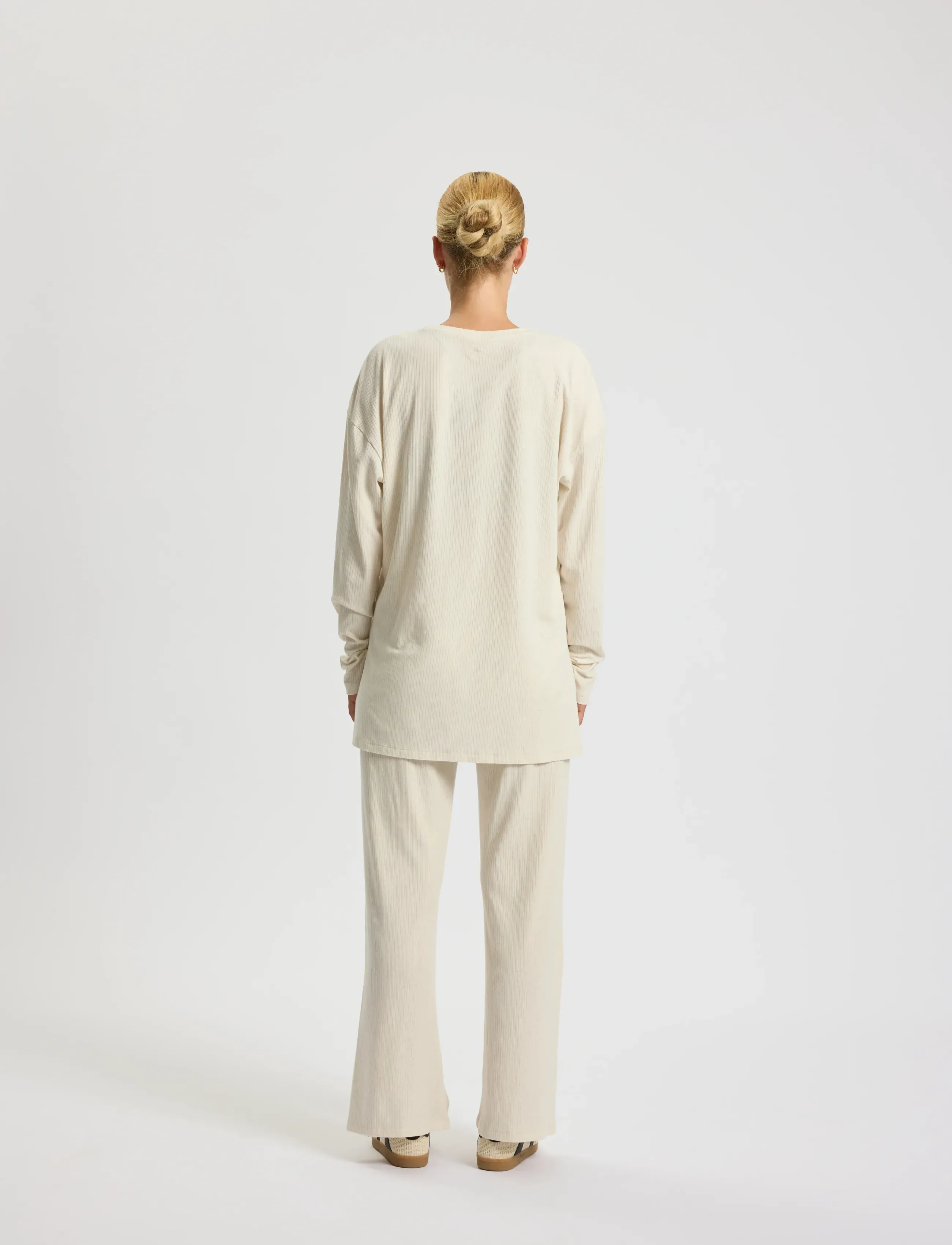 Rethinkit Studios - Wide Rib Pants Merci - soft beige melange - 3