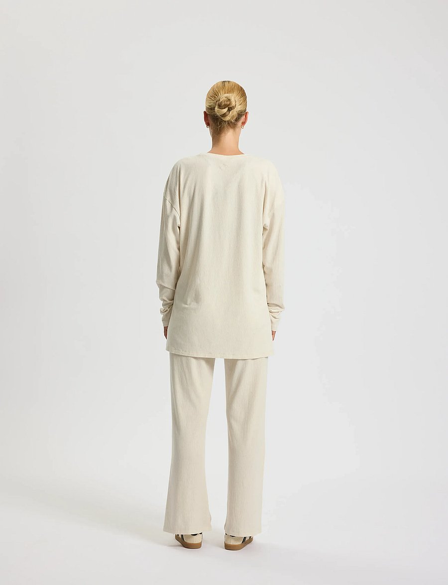 Rethinkit Studios - Wide Rib Pants Merci - soft beige melange - 3