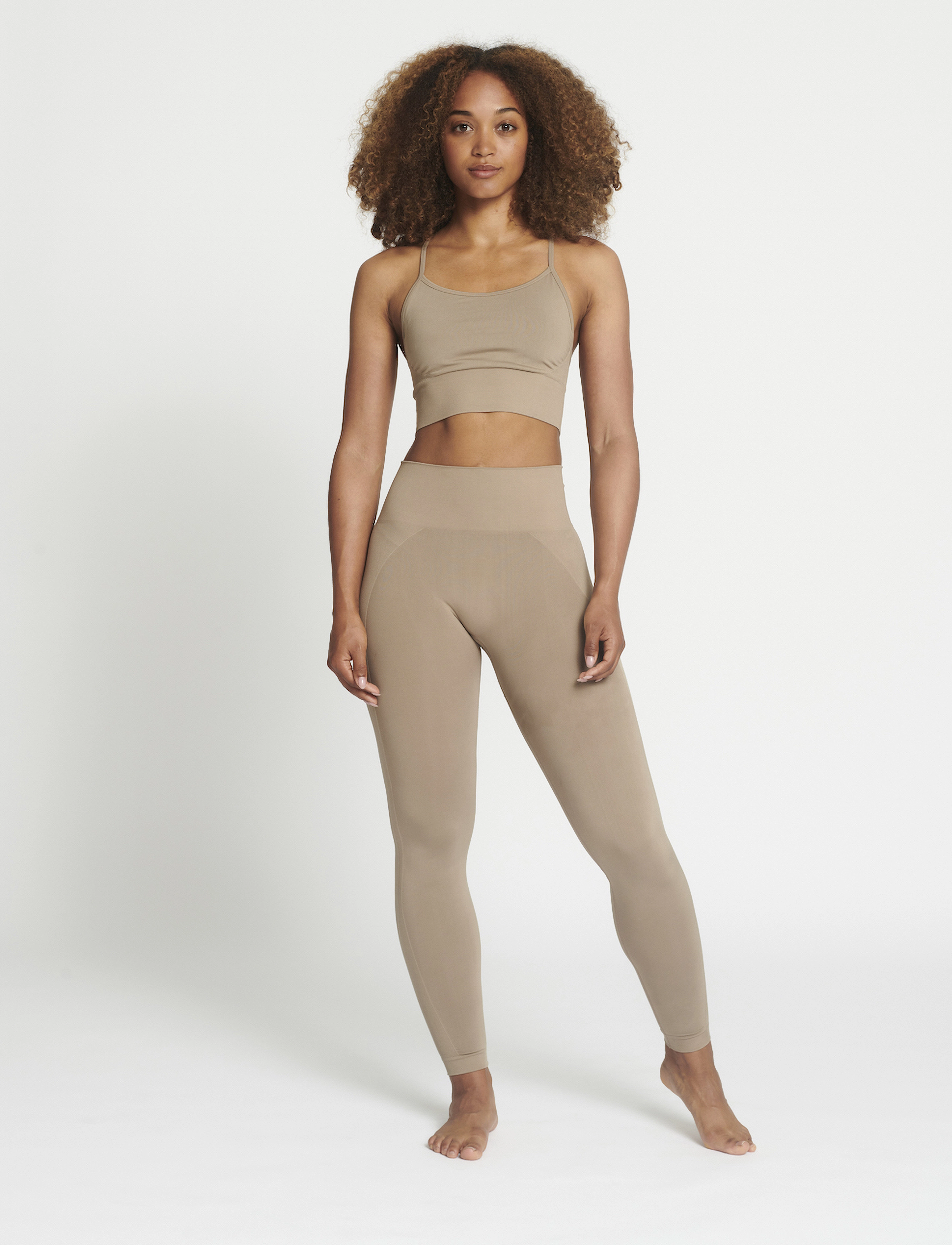 Rethinkit Studios Hella Seamless Legging, Kvinder, Højtaljede Sømløse Leggings, Brun, Str: S/M