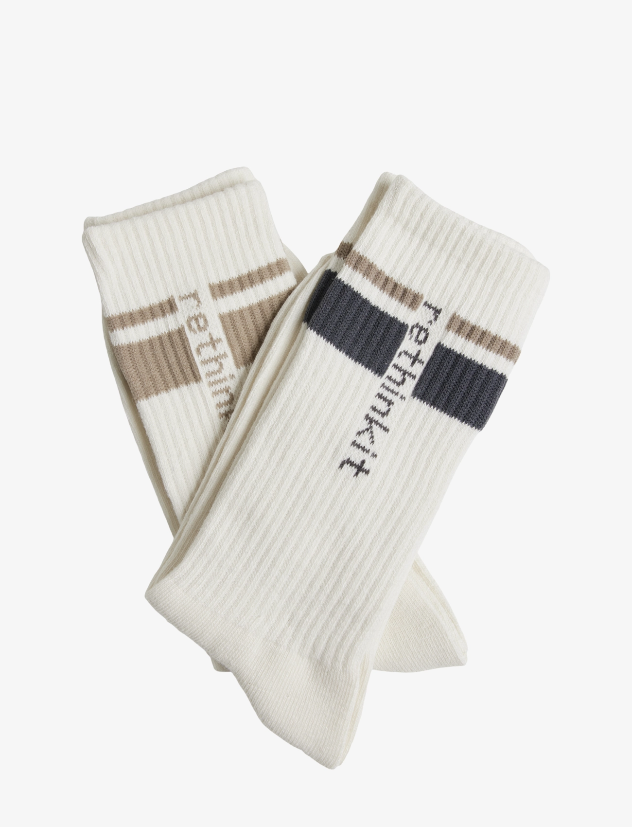 Rethinkit Studios - Rethinkit Striped Crew Sock 2pack - laveste priser - ink mocha - 1