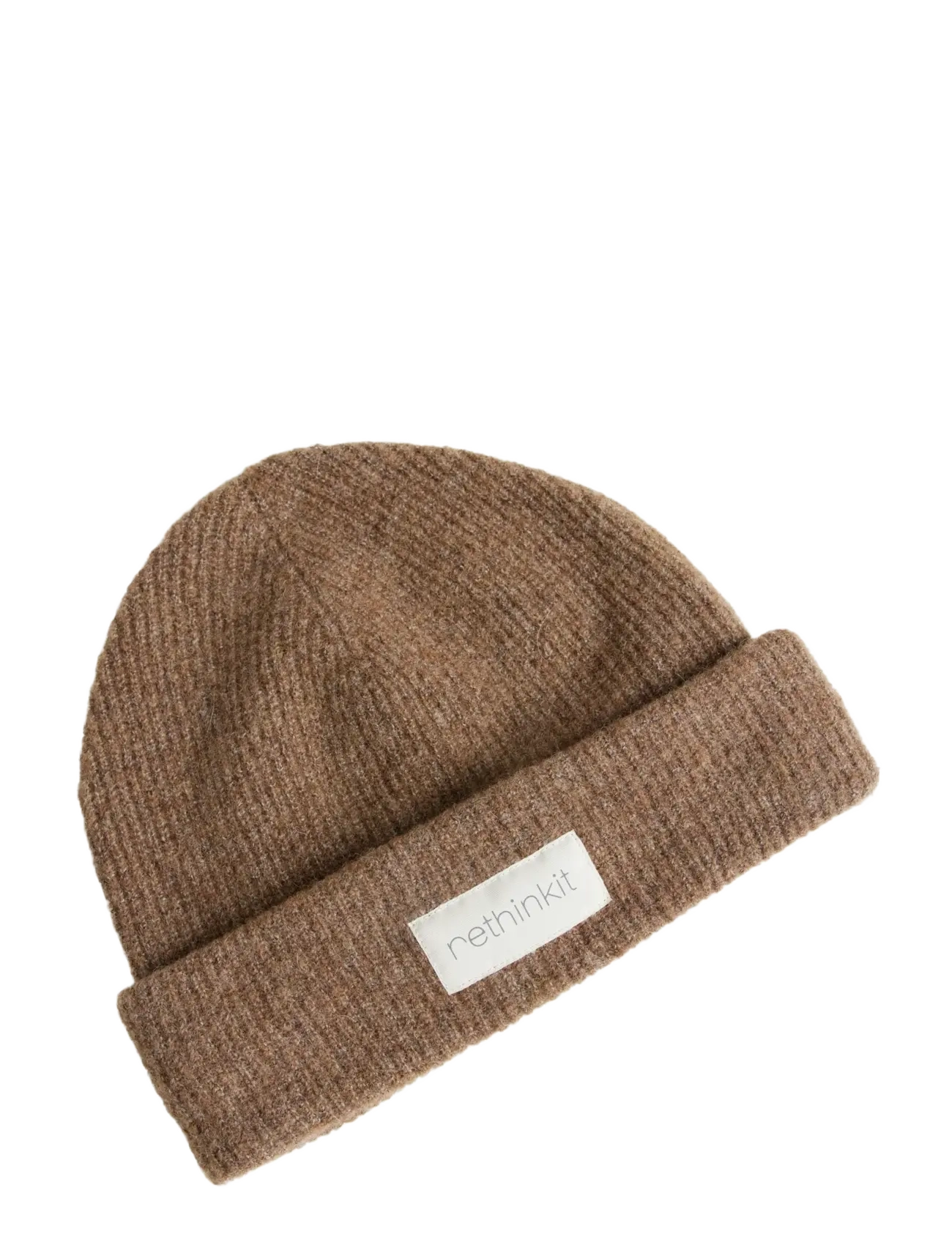 Knitted Wool Beanie SNUG - DARK BROWN MELANGE