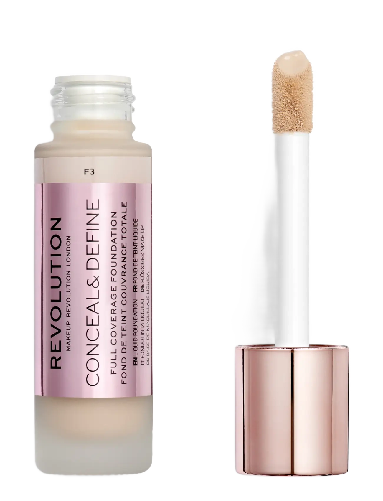 Revolution Beauty London - Revolution Conceal & Define Foundation F3 - festtøj til outletpriser - f3 - 1