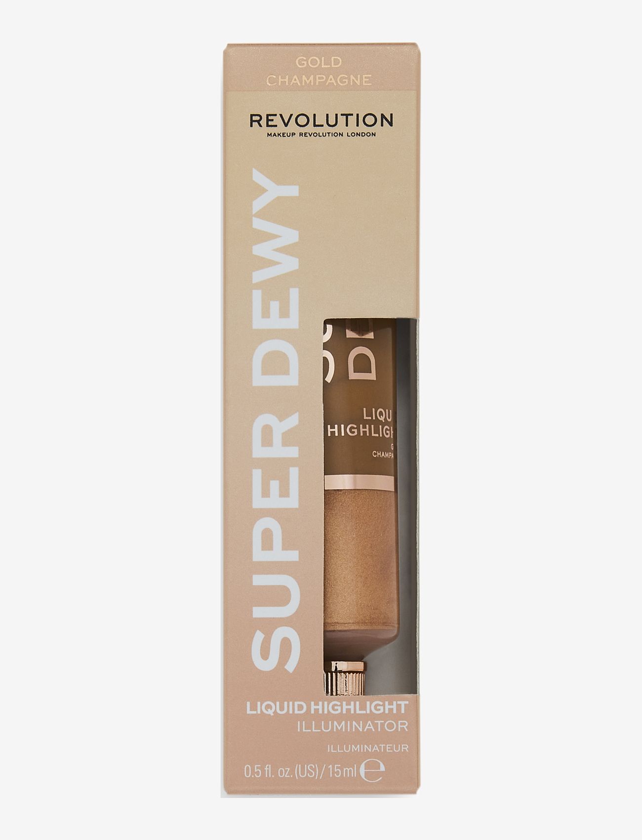 Revolution Beauty London - Revolution Superdewy Liquid Highlighter Gold Champagne - smink - gold champange - 1