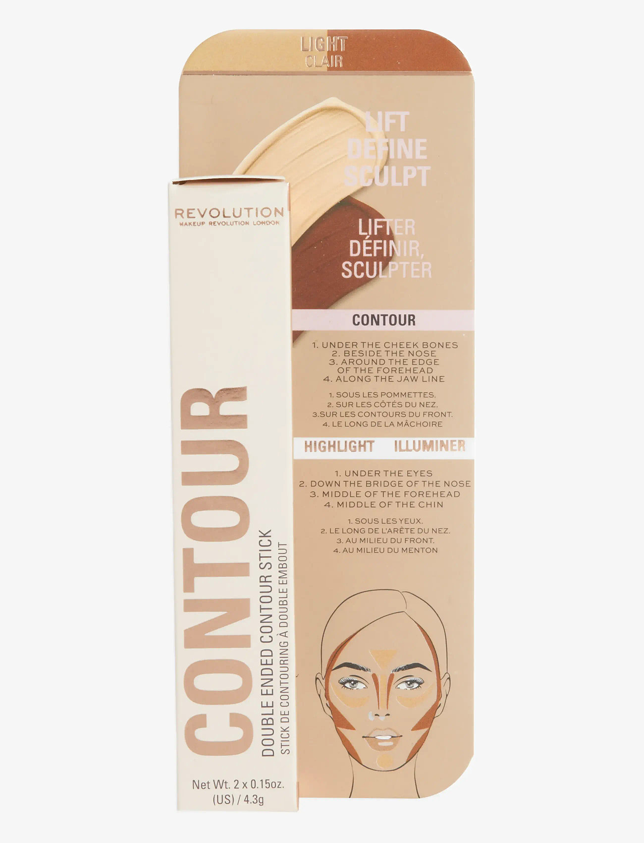 Revolution Beauty London - Revolution Fast Base Contour Stick Light - makeup - light - 1