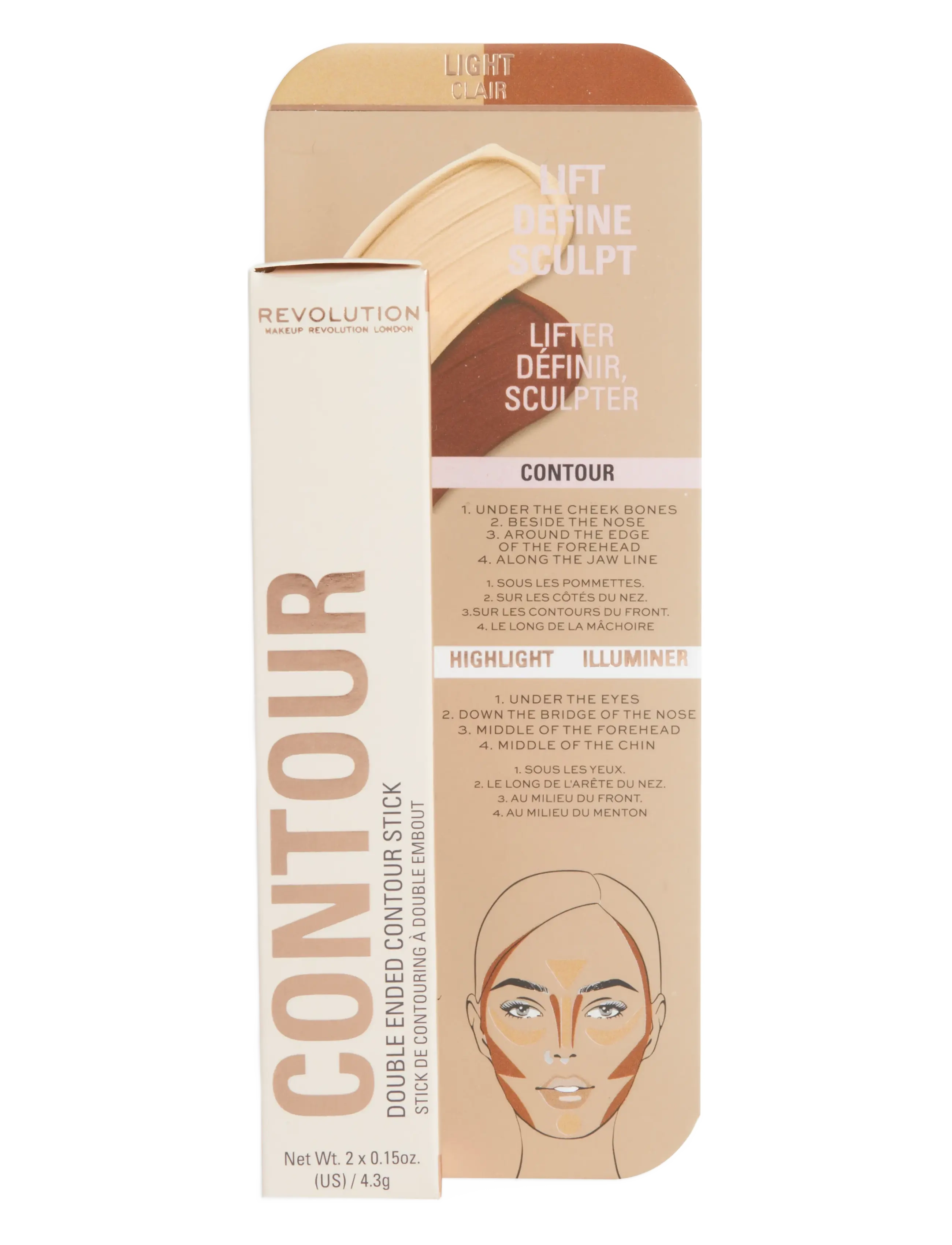 Revolution Beauty London - Revolution Fast Base Contour Stick Light - makeup - light - 1
