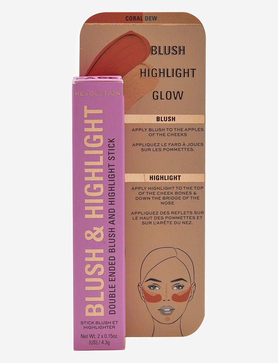 Revolution Beauty London - Revolution Blush & Highlight Stick Coral Dew - makeup - coral dew - 1
