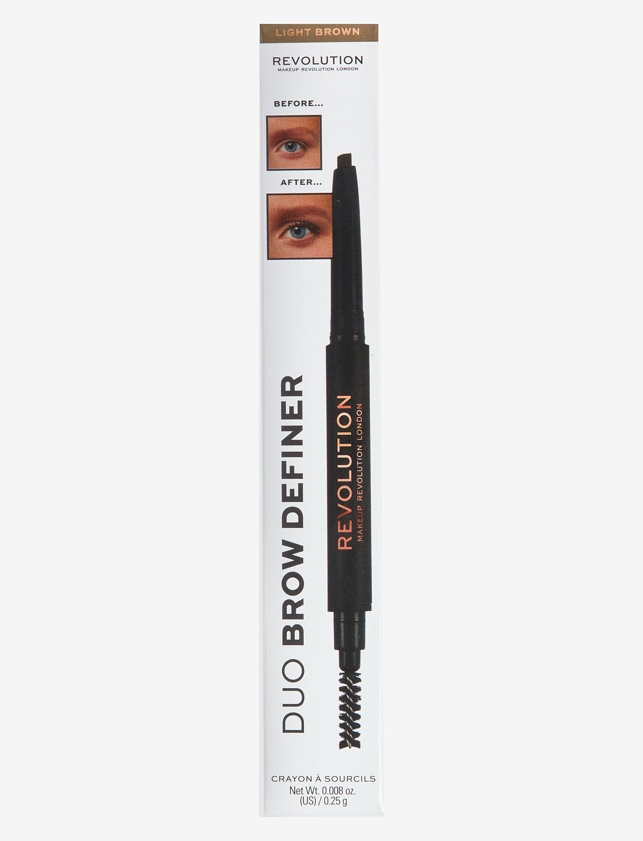 Revolution Beauty London - Makeup Revolution Duo Brow Definer Pencil Light - smink - light brown - 1