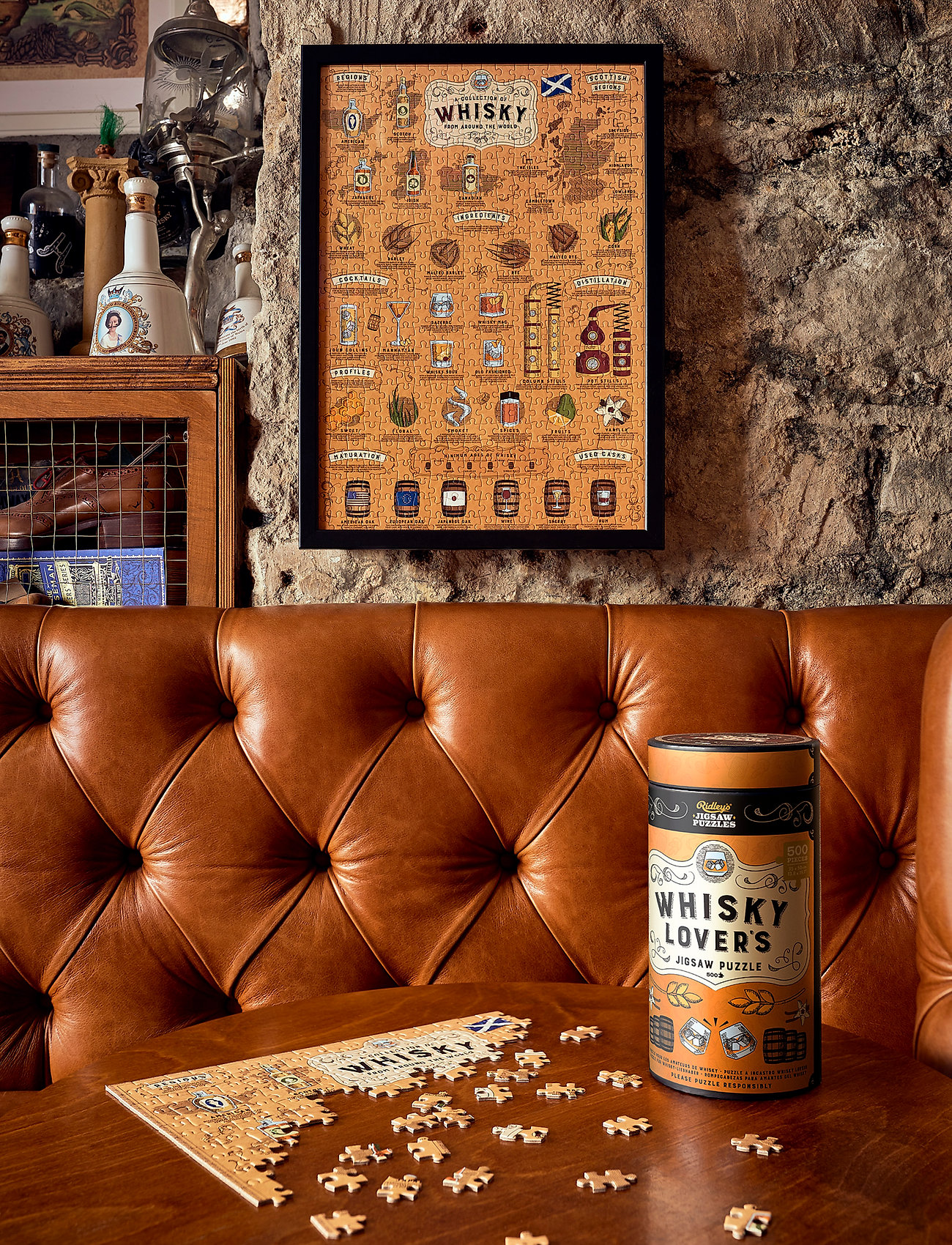 Ridley's Games Whisky Puzzle 500 Pcs, One Size, Puzzles & Games, Gelb - Puzzles, Homeware