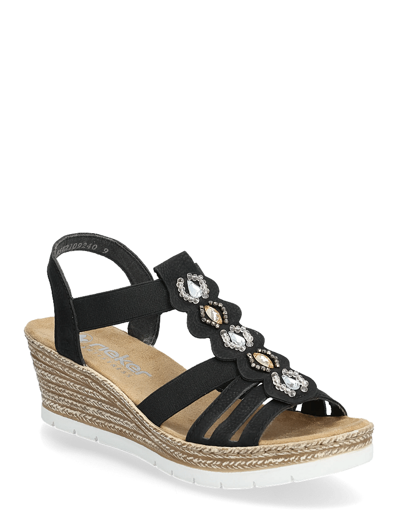 Rieker - 619B2-00 - espadrilles mit absatz - black - 0