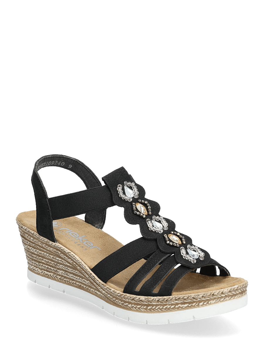 Rieker - 619B2-00 - espadrilles mit absatz - black - 0