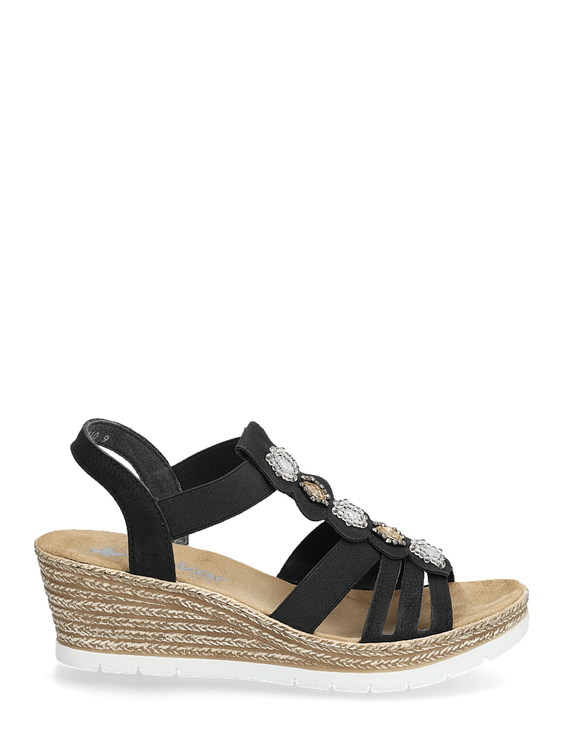 Rieker - 619B2-00 - espadrilles mit absatz - black - 1