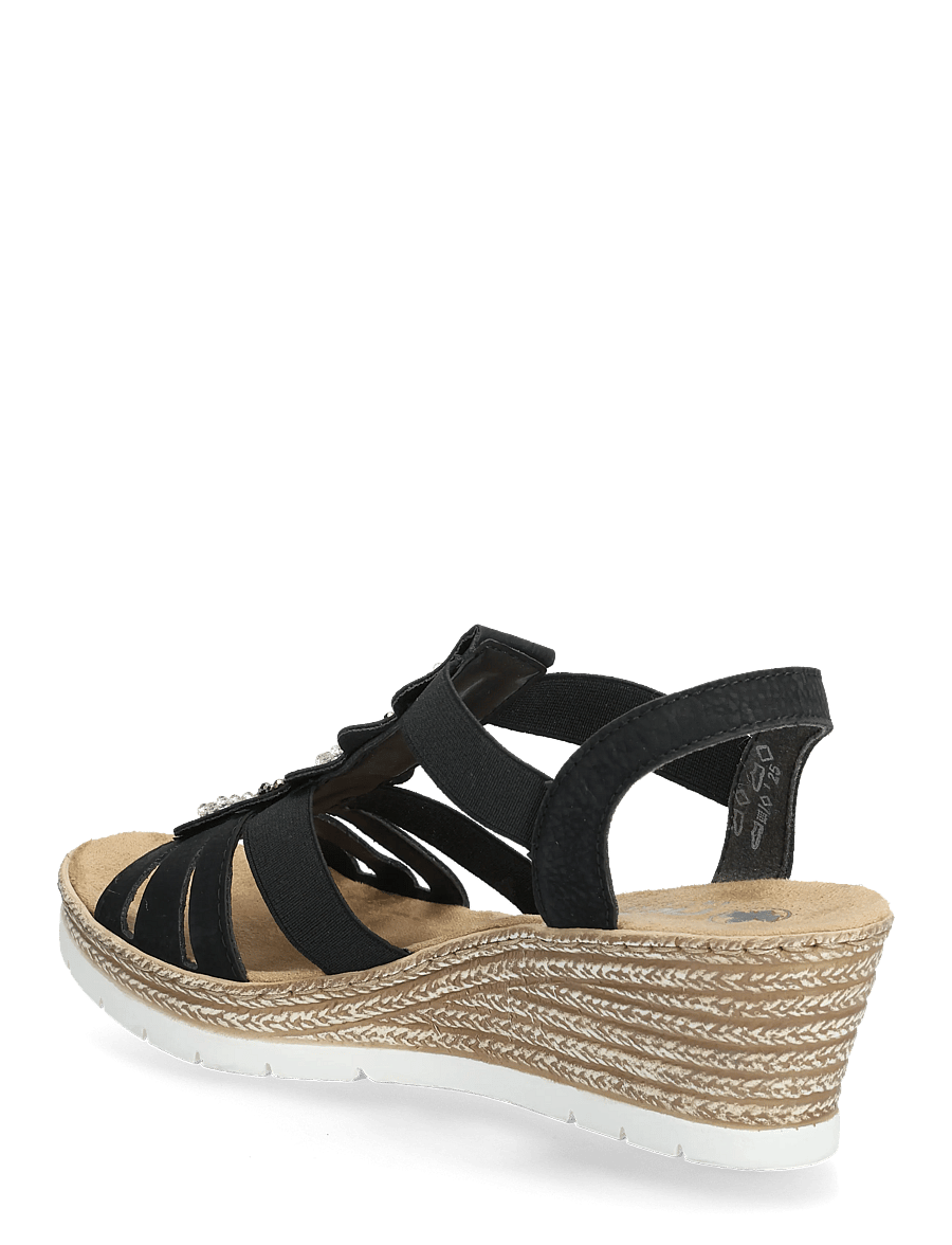 Rieker - 619B2-00 - espadrilles mit absatz - black - 2