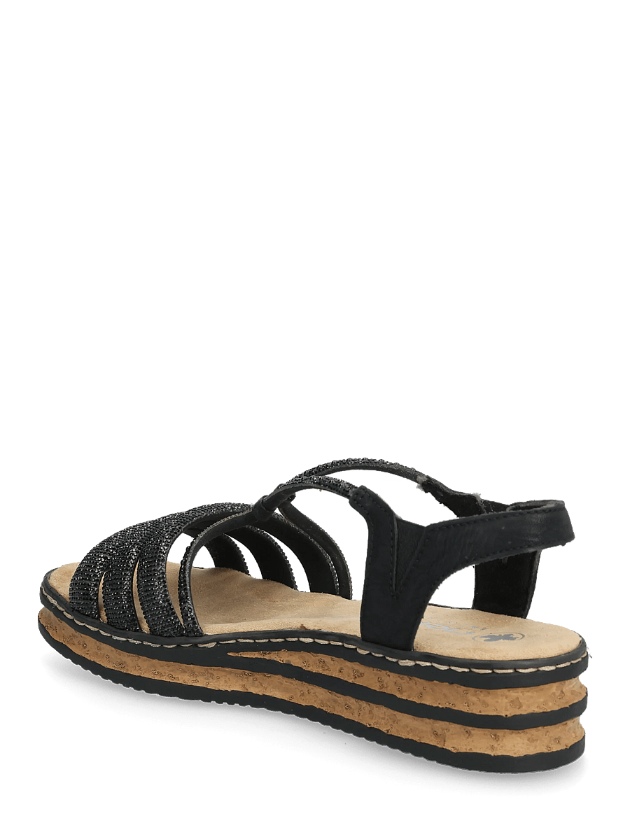 Rieker - 62977-90 - flade sandaler - black - 2
