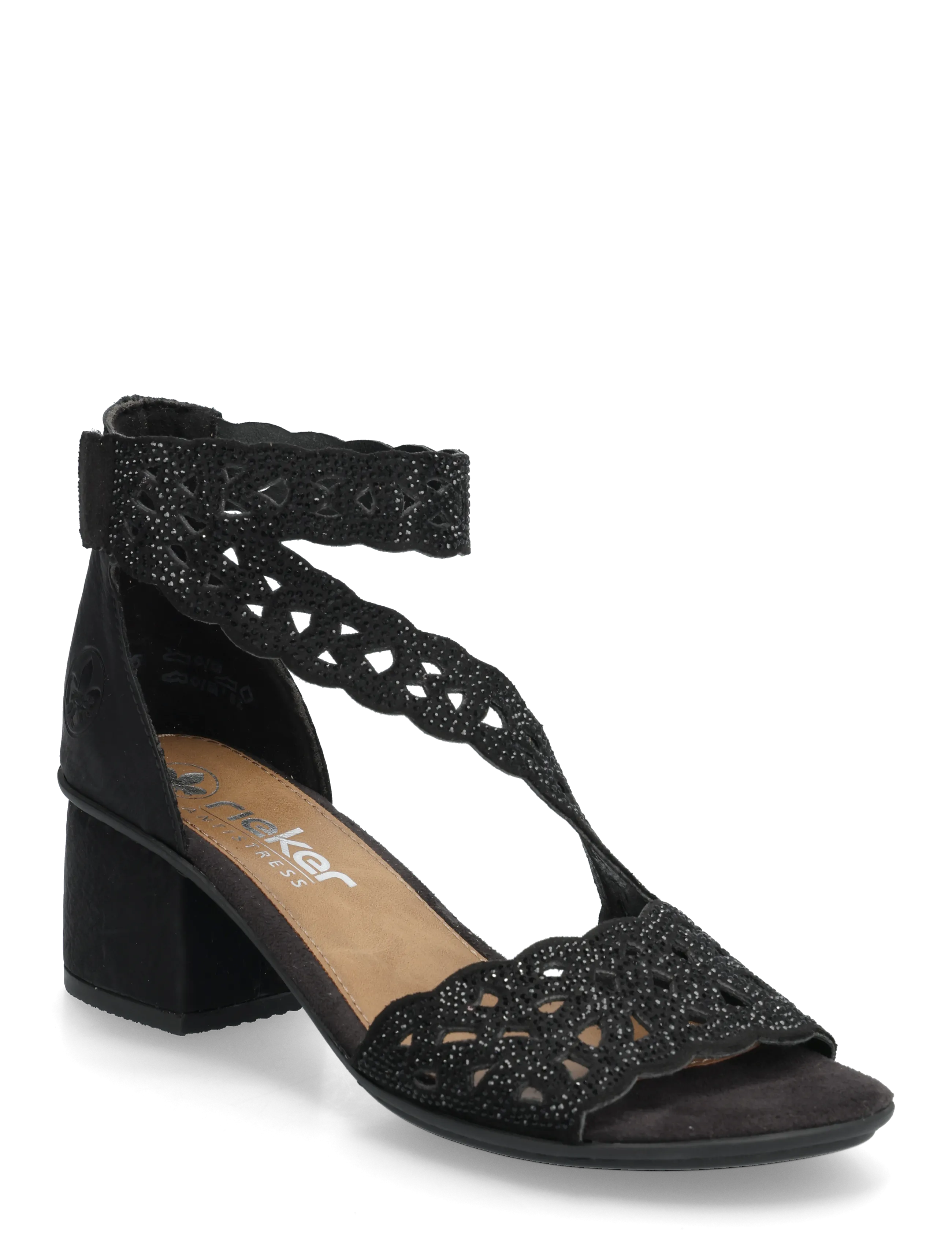 Rieker Ladies' Sandals 64657-00 Black, 42, Heels, Schwarz - Heeled Sandals, Frauen