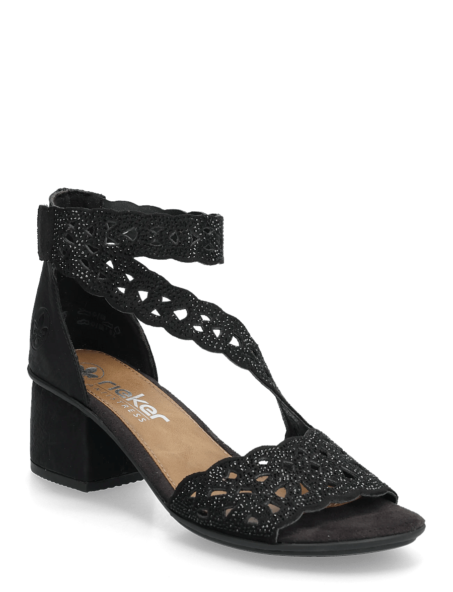 Rieker - Rieker Ladies' sandals 64657-00 Black - heeled sandals - black - 0