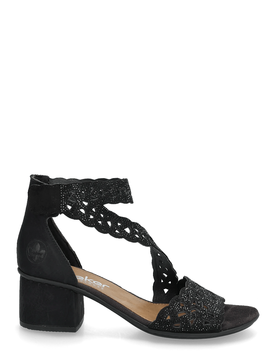 Rieker - Rieker Ladies' sandals 64657-00 Black - heeled sandals - black - 1