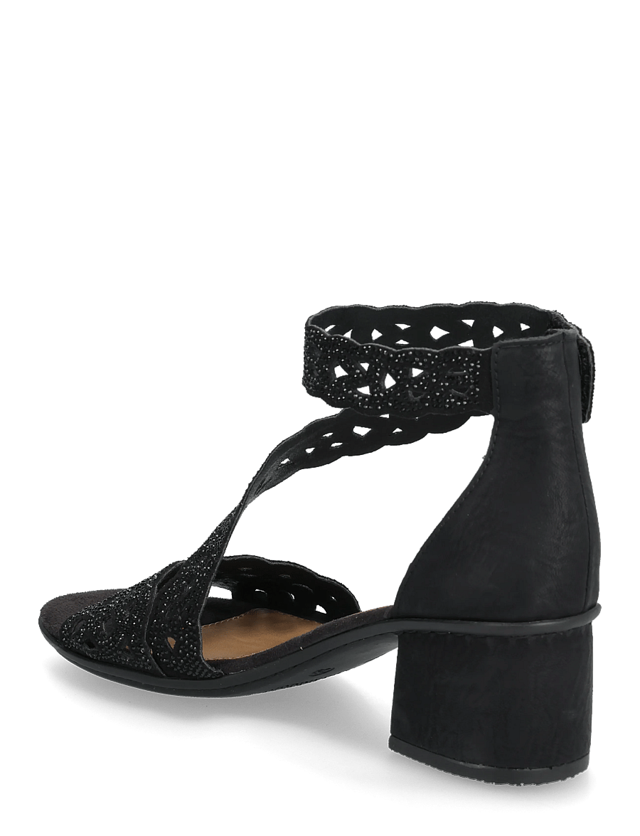 Rieker - Rieker Ladies' sandals 64657-00 Black - heeled sandals - black - 2