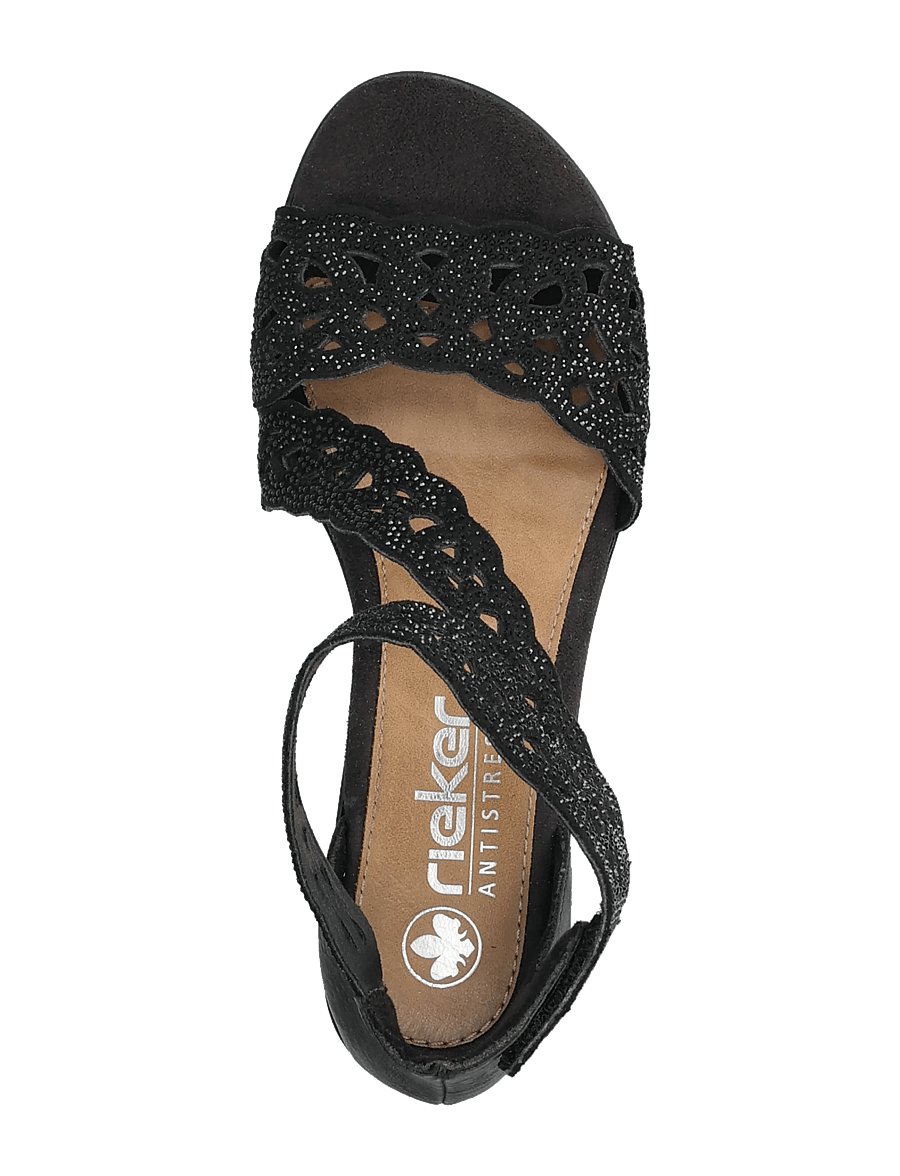 Rieker - Rieker Ladies' sandals 64657-00 Black - heeled sandals - black - 3