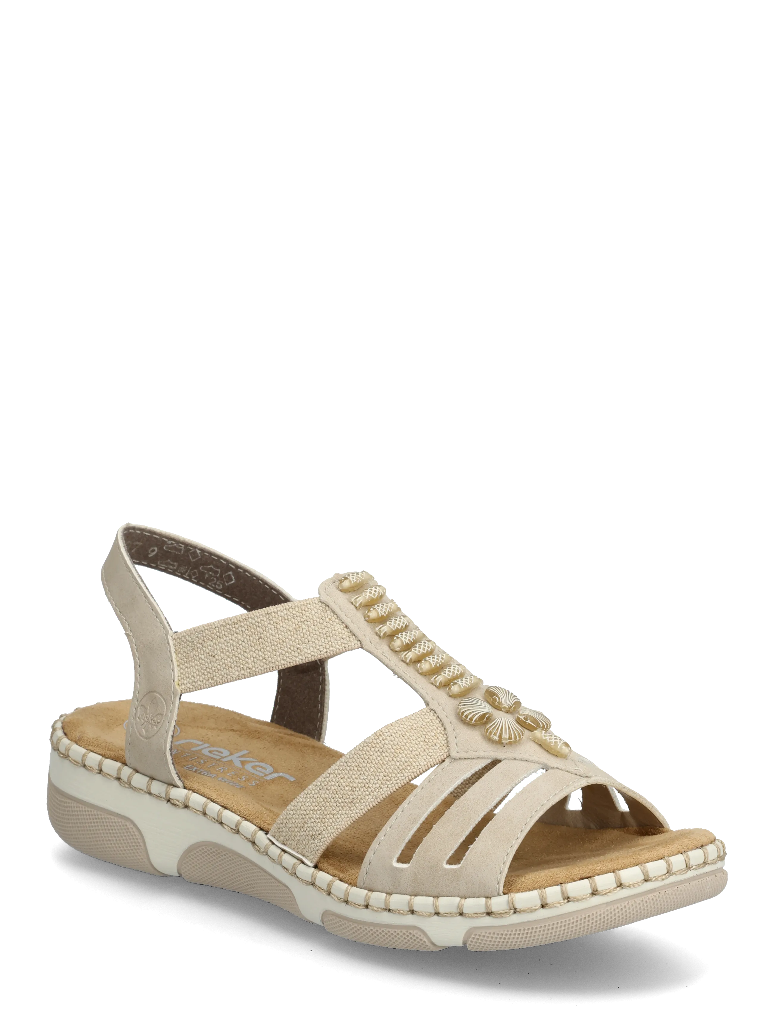 Rieker Rieker Ladies' Sandals 66201-62 Beige, 42, Beige, Sandaler > Flade Sandals, Dame