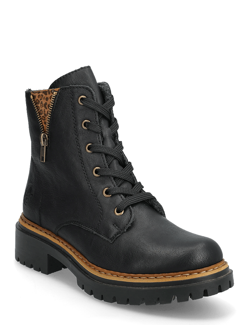 Rieker - Rieker Ladies mid height boots 72617-00 Black - geschnürte stiefel - black - 0