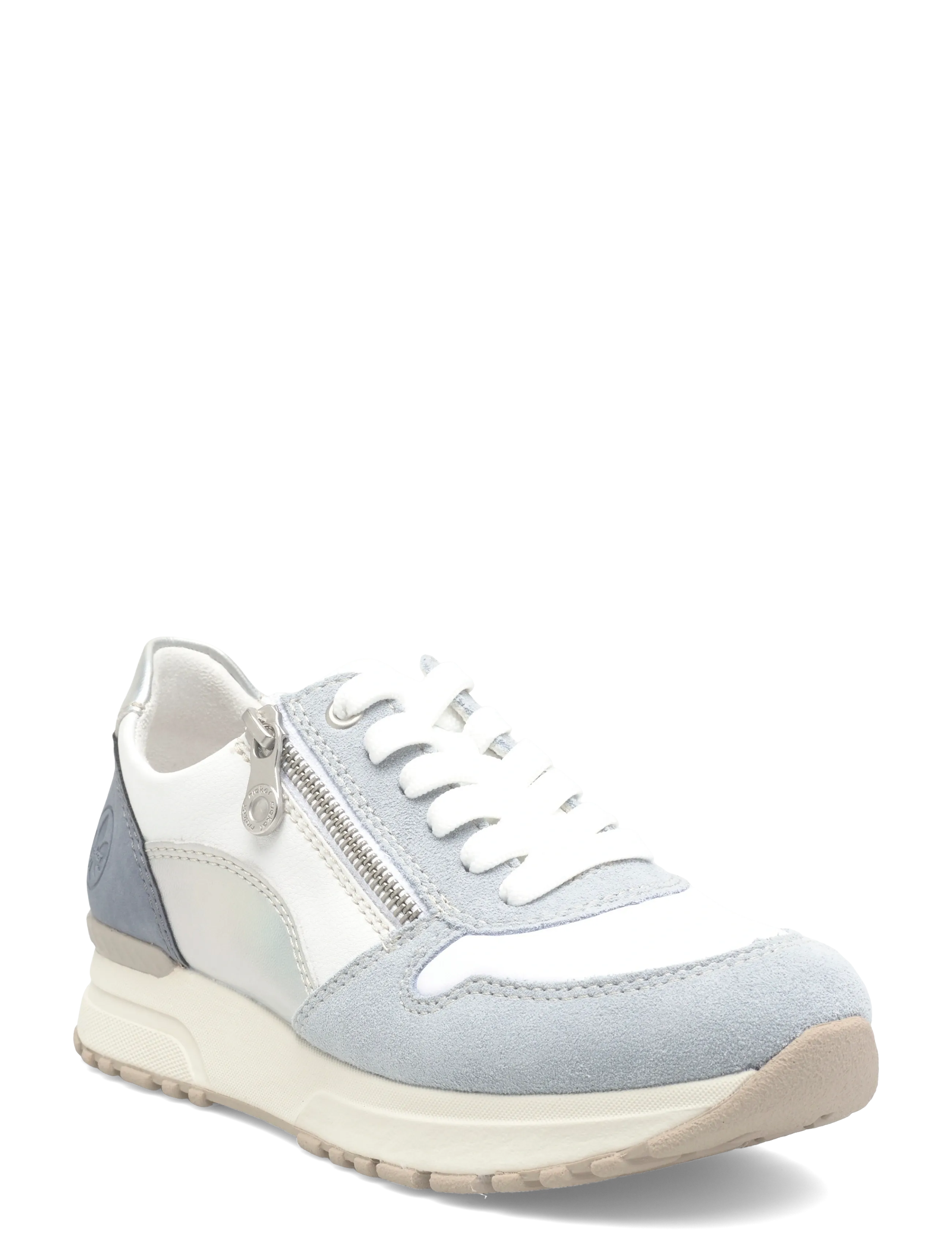 Rieker Ladies Shoes N7401-12 Blue Combination, Kvinder, Snøresneakers Med Lynlås, Blå, Str: 37