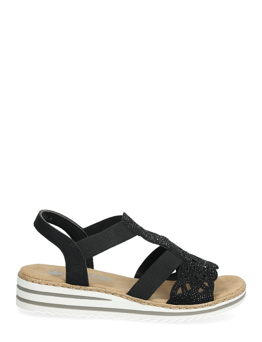 Rieker - Rieker Ladies' sandals V0646-00 Black - platta sandaler - black - 1
