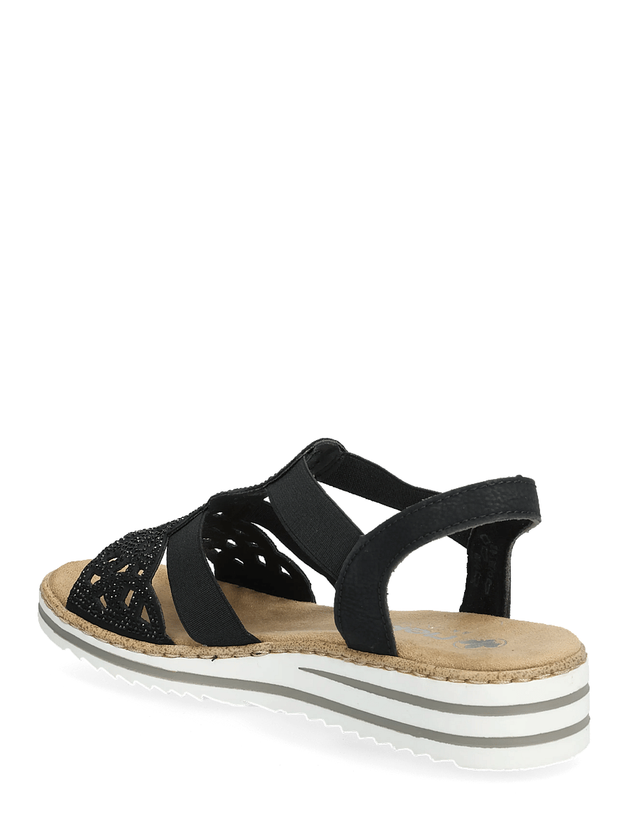 Rieker - Rieker Ladies' sandals V0646-00 Black - platta sandaler - black - 2