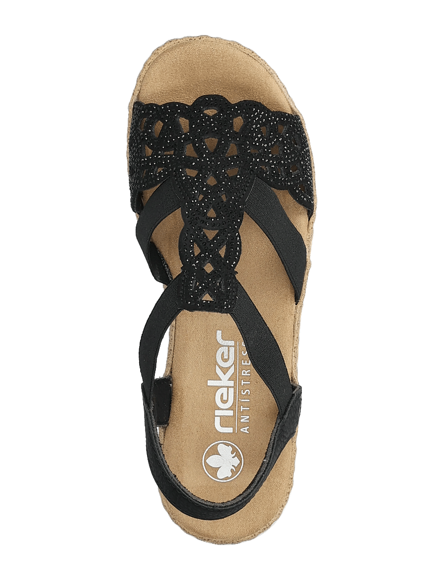 Rieker - Rieker Ladies' sandals V0646-00 Black - platta sandaler - black - 3