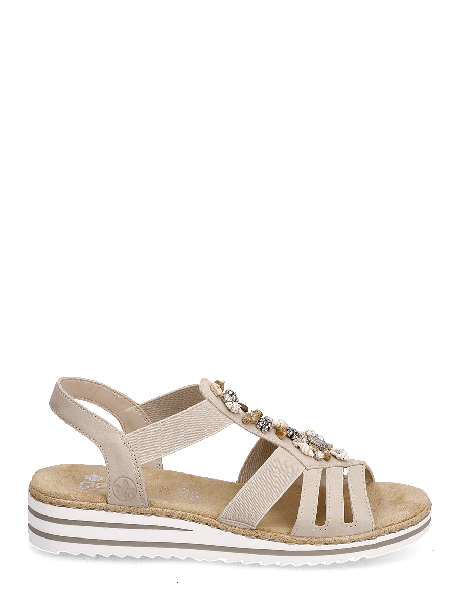 Rieker - V0649-14 - flache sandalen - beige - 1