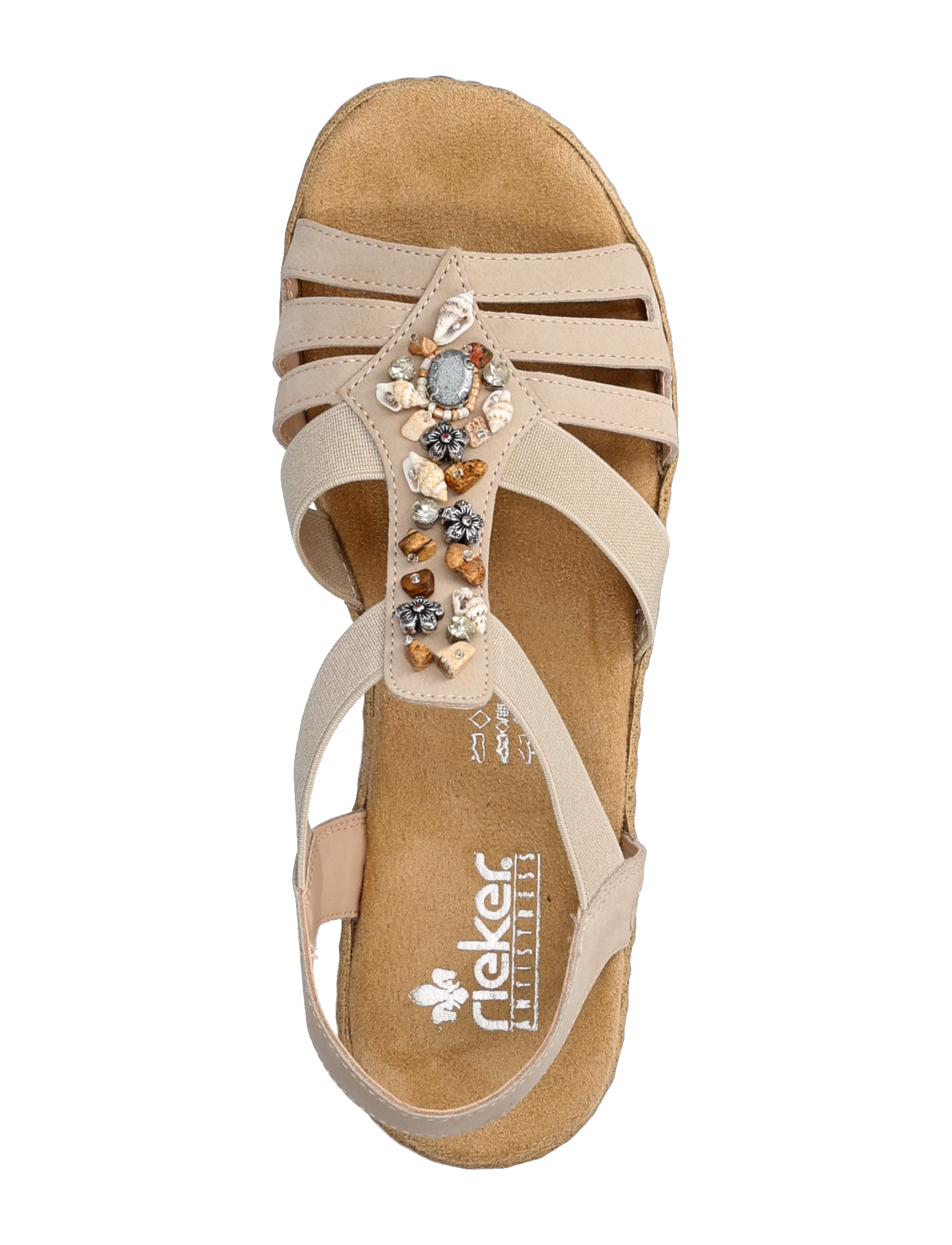Rieker - V0649-14 - flache sandalen - beige - 3