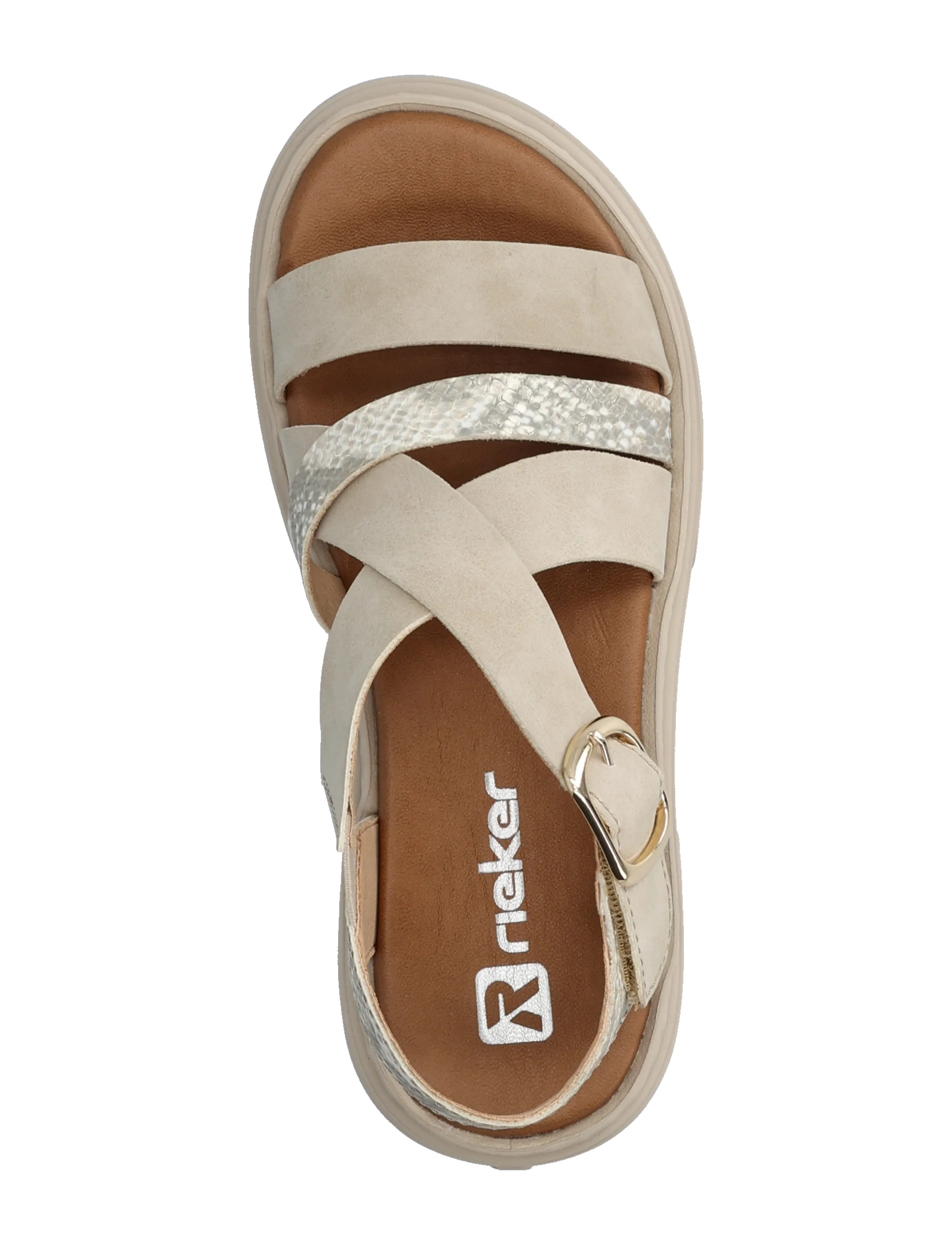 Rieker - V3063-62 - flache sandalen - beige - 3