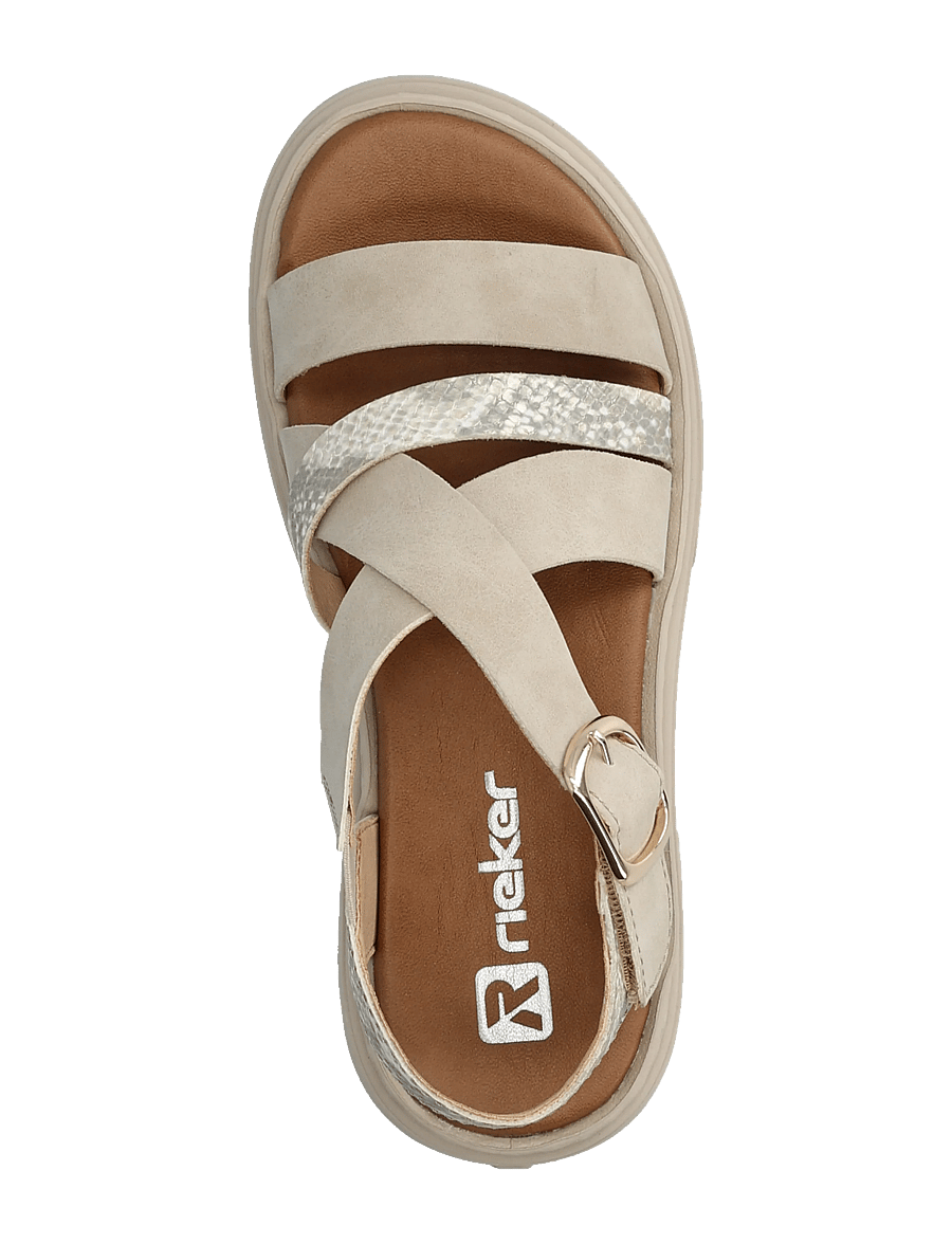 Rieker - V3063-62 - flache sandalen - beige - 3